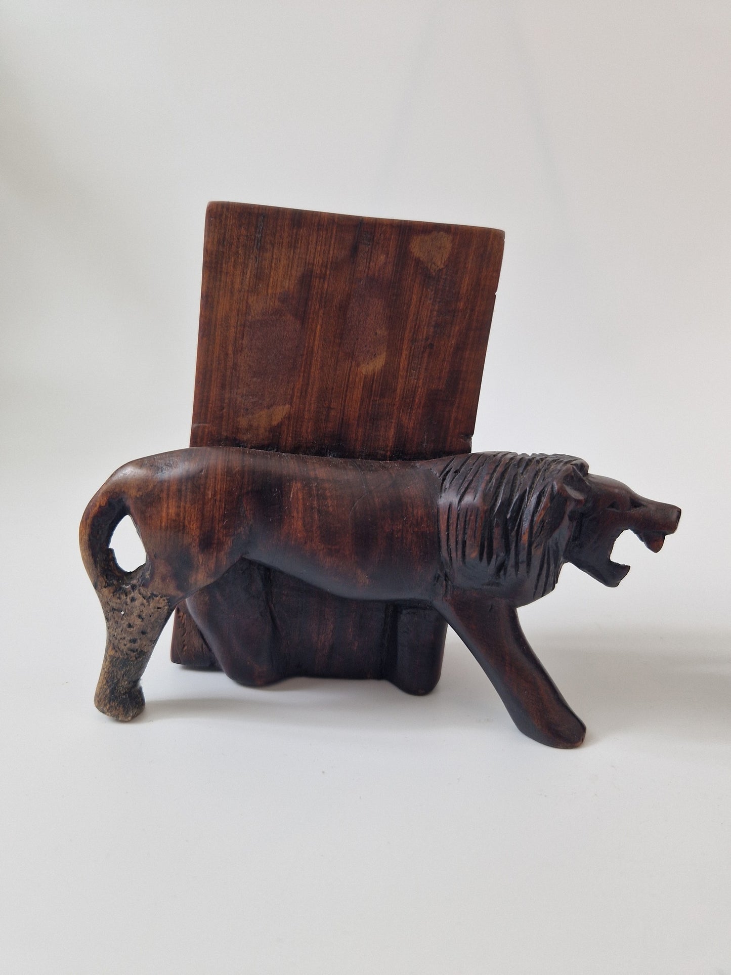 Houten Boekensteun met Leeuwen