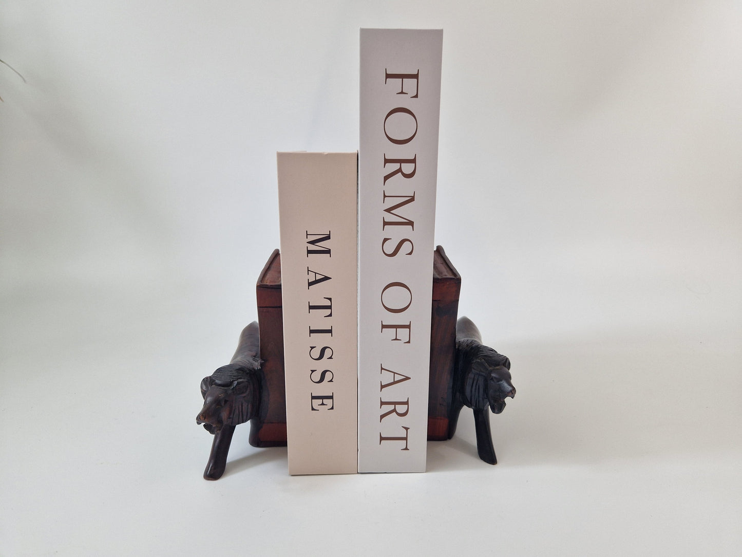 Houten Boekensteun met Leeuwen