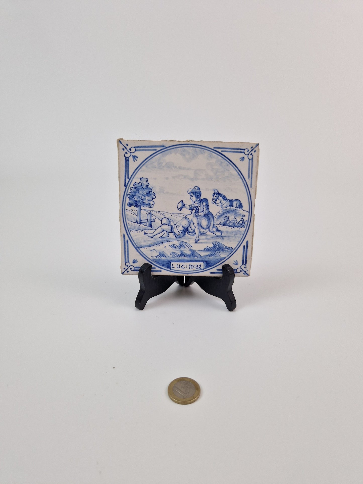 Antieke Delftsblauwe tegelbijbel LUC:10:32
