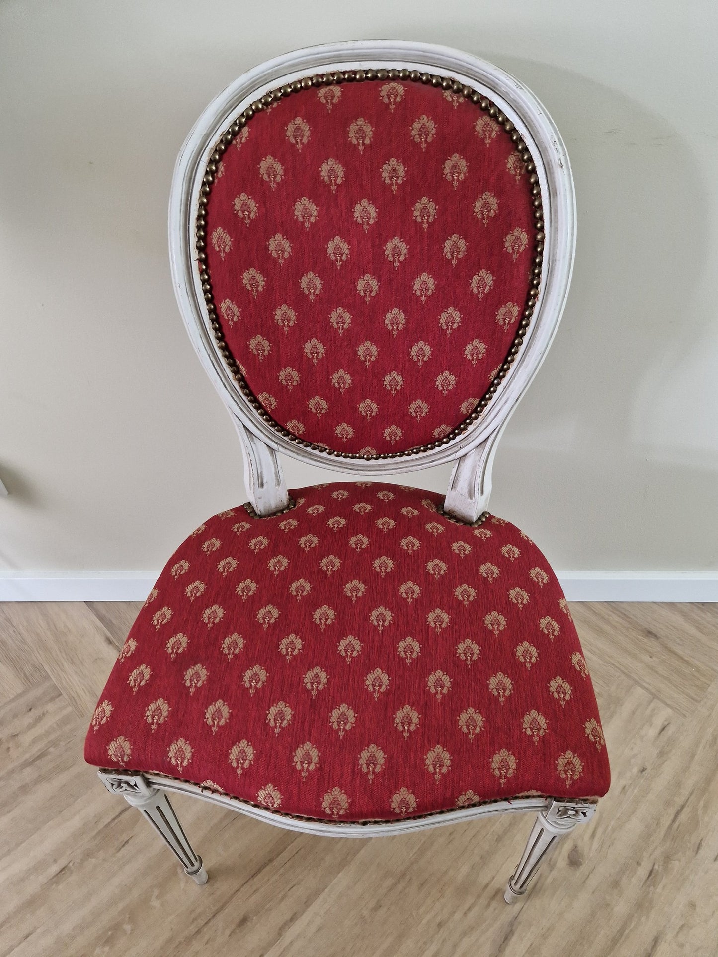 antieke eetkamerstoel Frankrijk rood