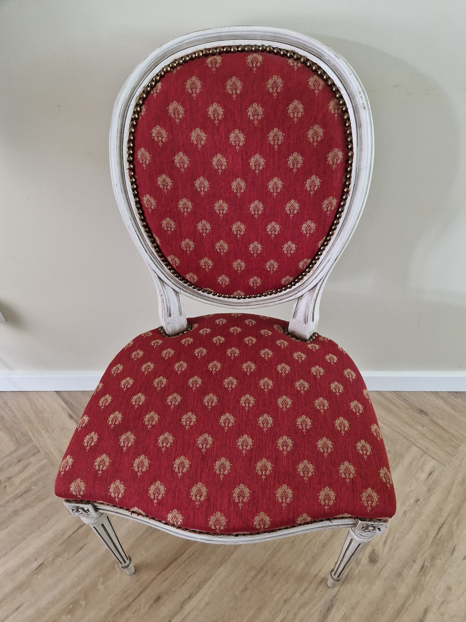 antieke eetkamerstoel Frankrijk rood