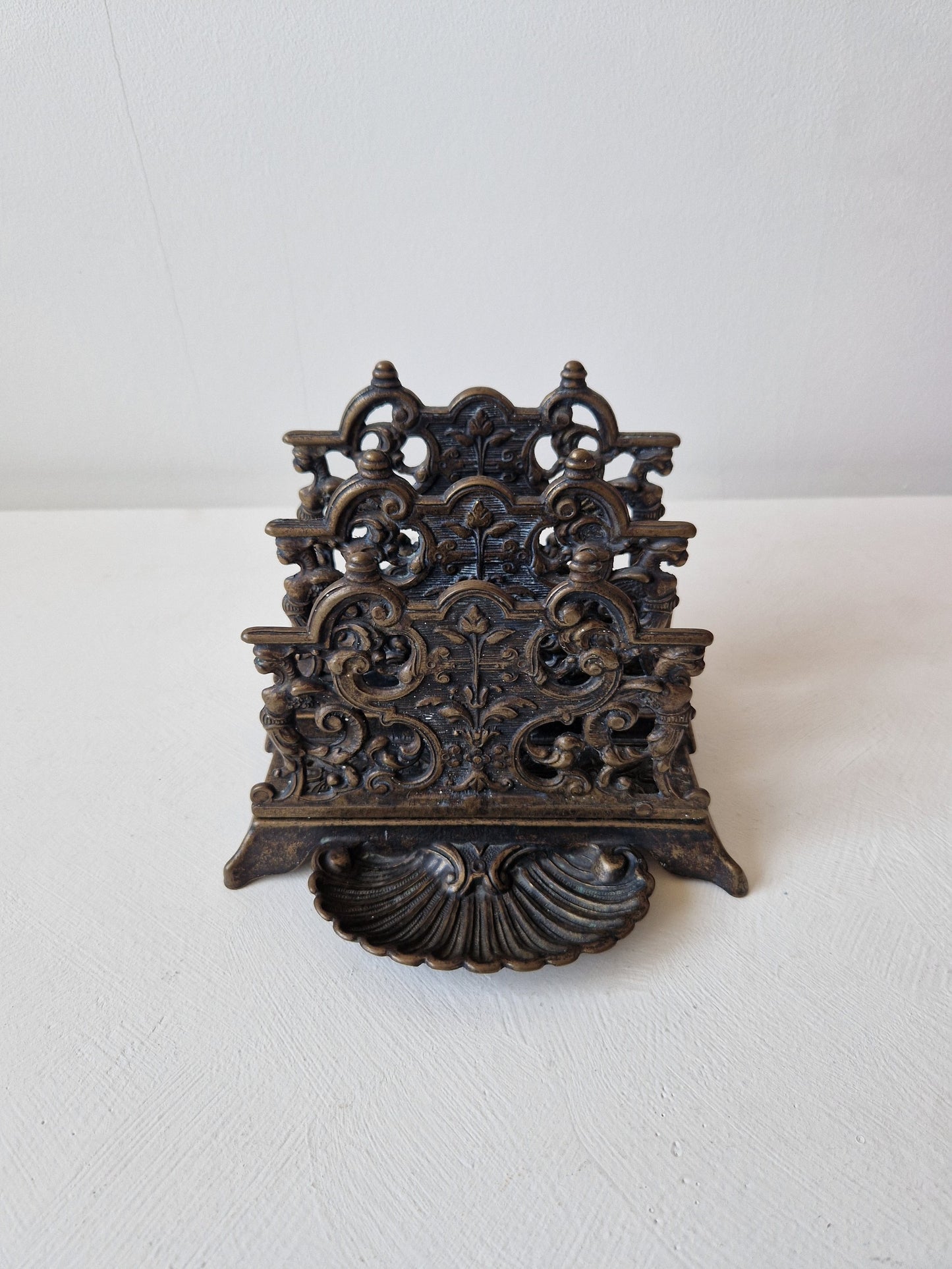 Vintage messing brievenhouder voor post en kaarten
