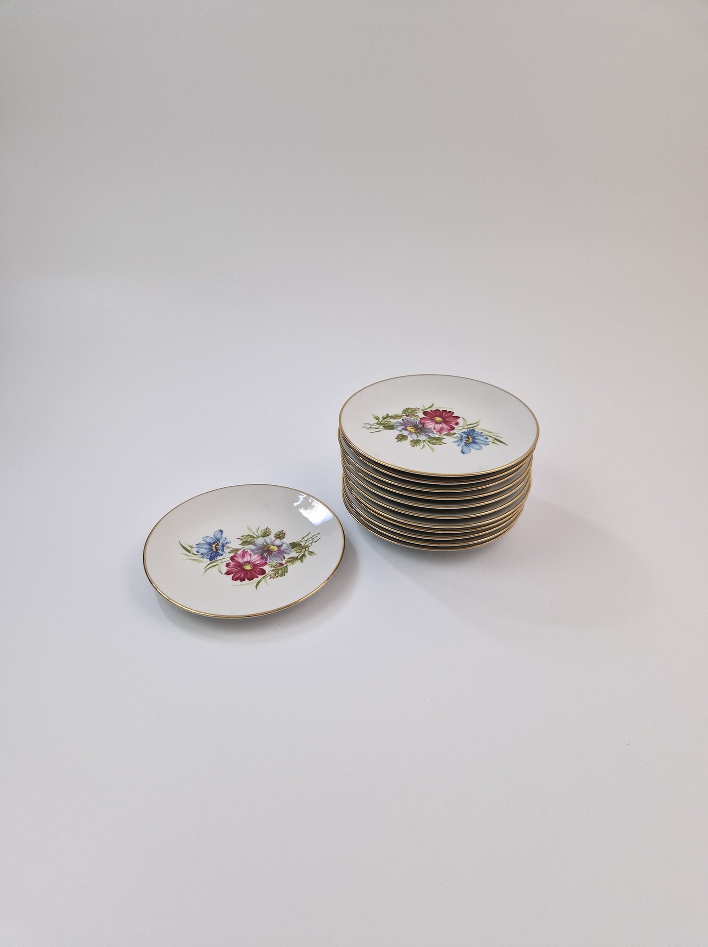 Set van 12 porseleinen gebakbordjes Dauher