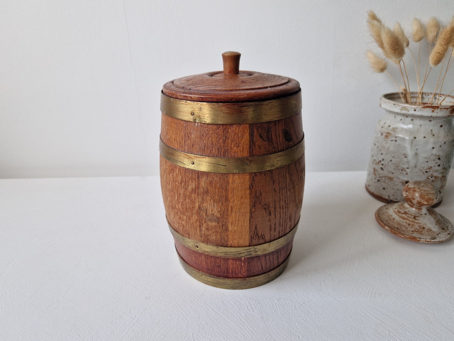 brocante decoratieve houten ton