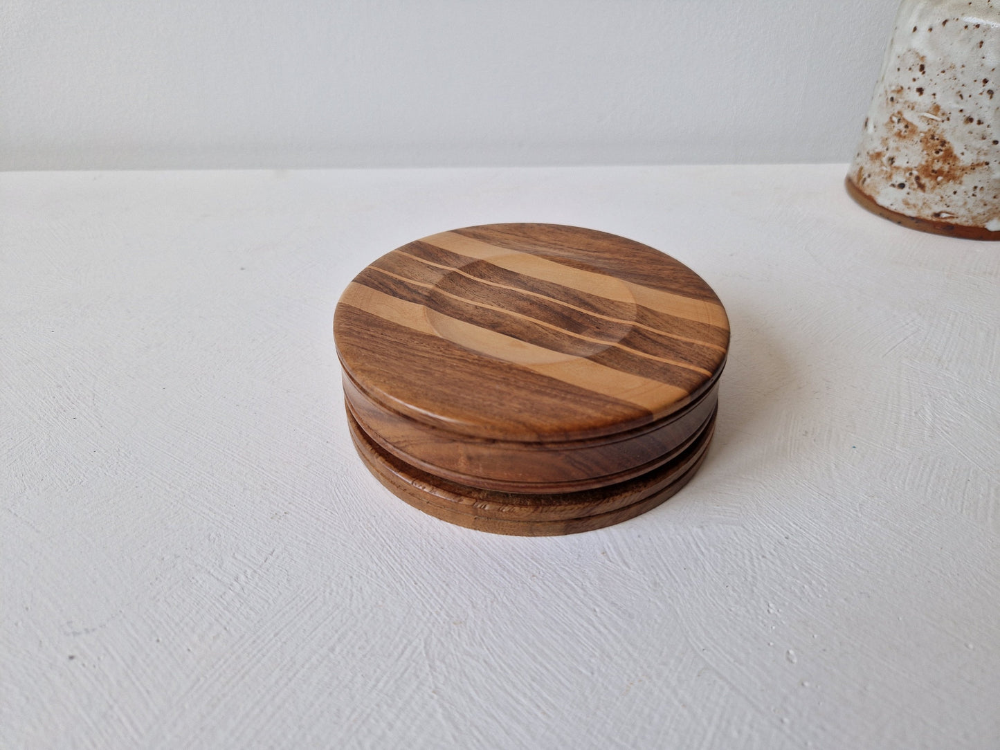 Houten mini schaakbord vintage reisformaat