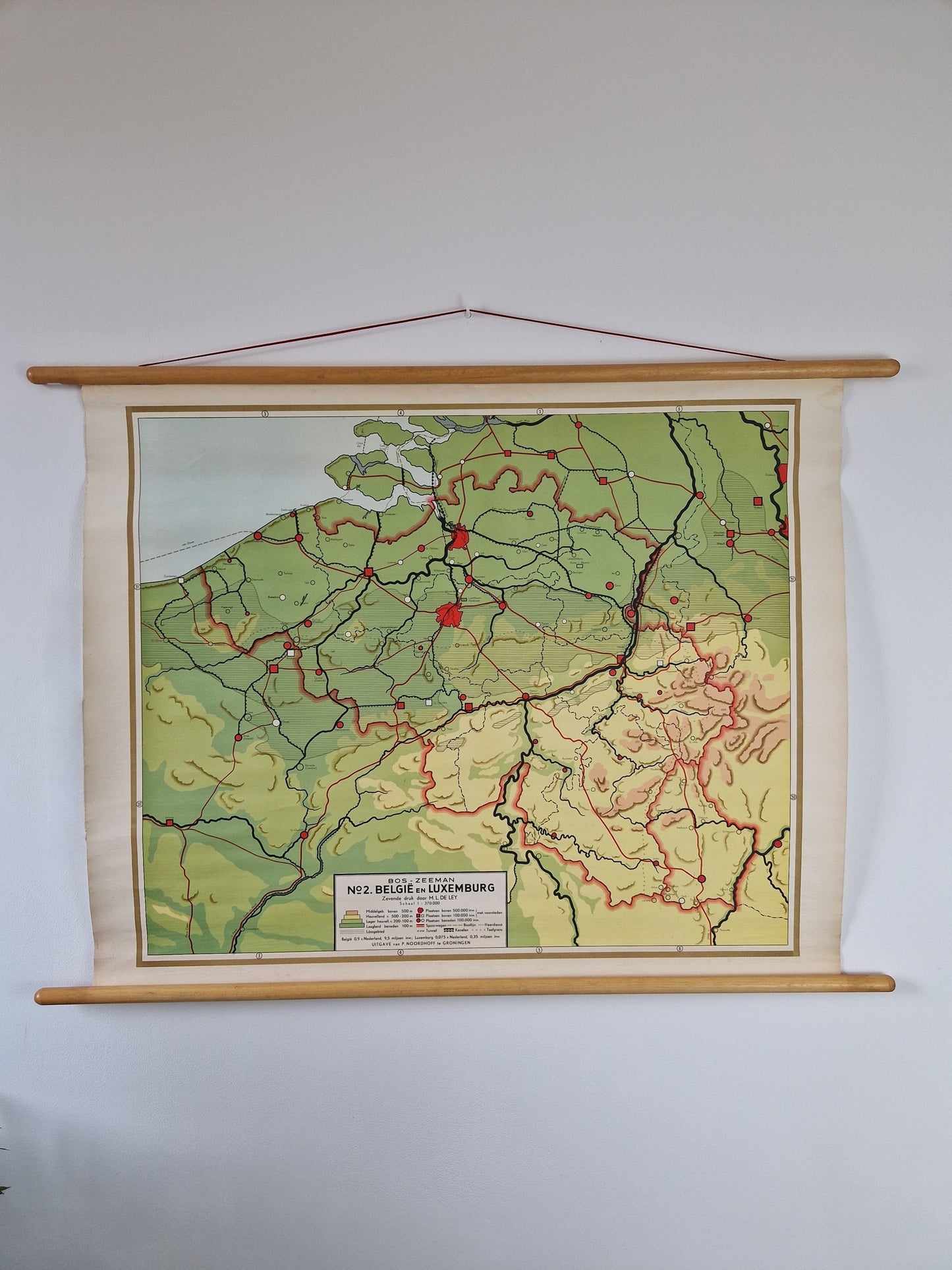 Brocante Schoolkaart van België en luxemburg