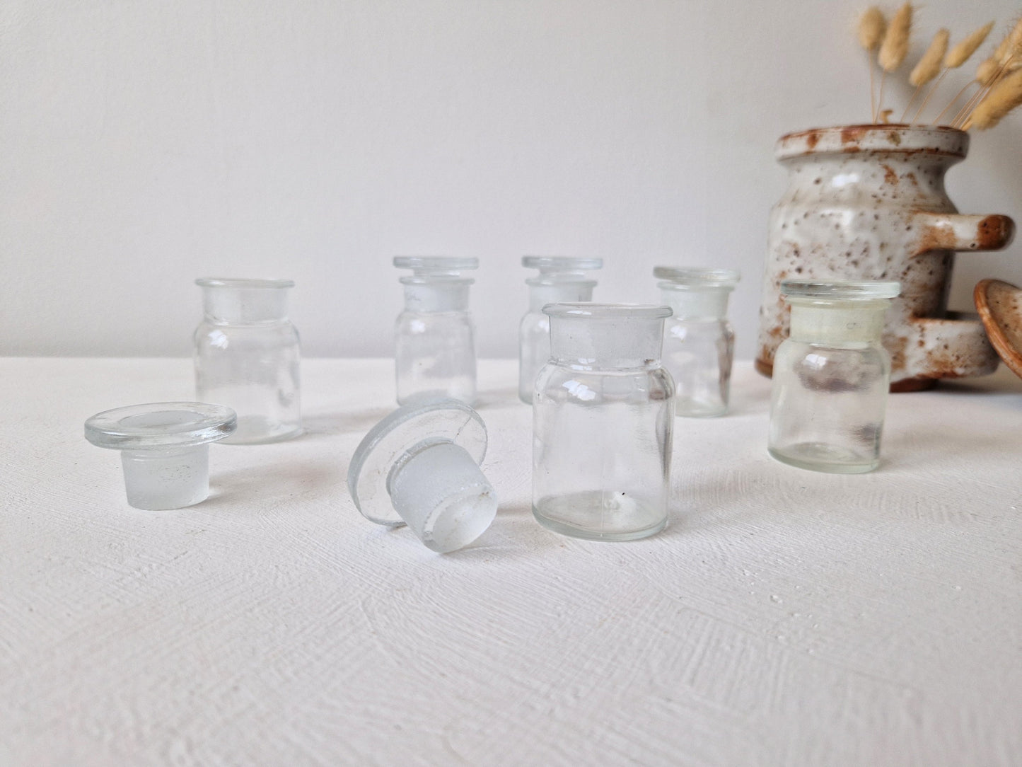 Vintage kruidenpotje met glazen deksel brocante
