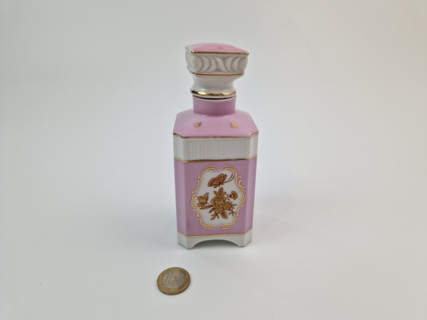 Vintage porseleinen parfumfles roze
