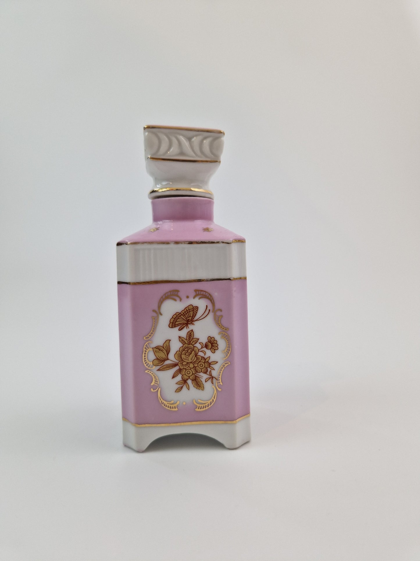 Vintage porseleinen parfumfles roze
