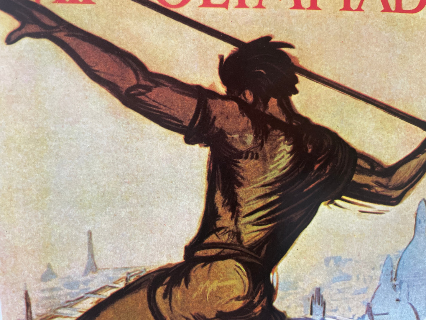 Vintage sportposter speerwerper Parijs 1924