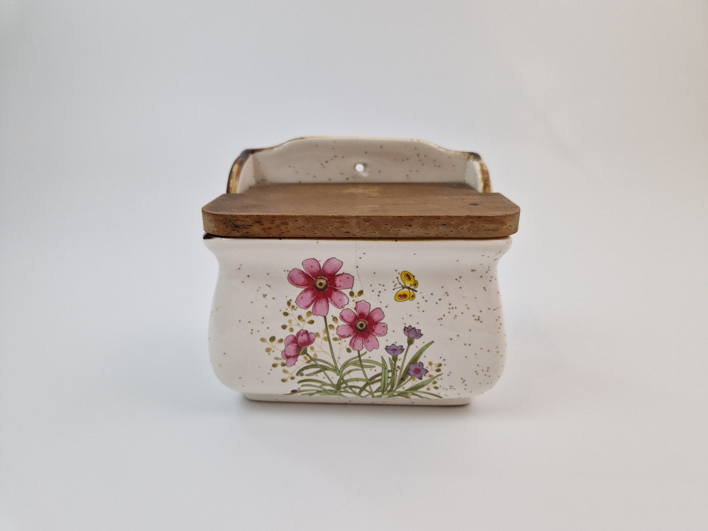 Vintage zoutpot met houten deksel