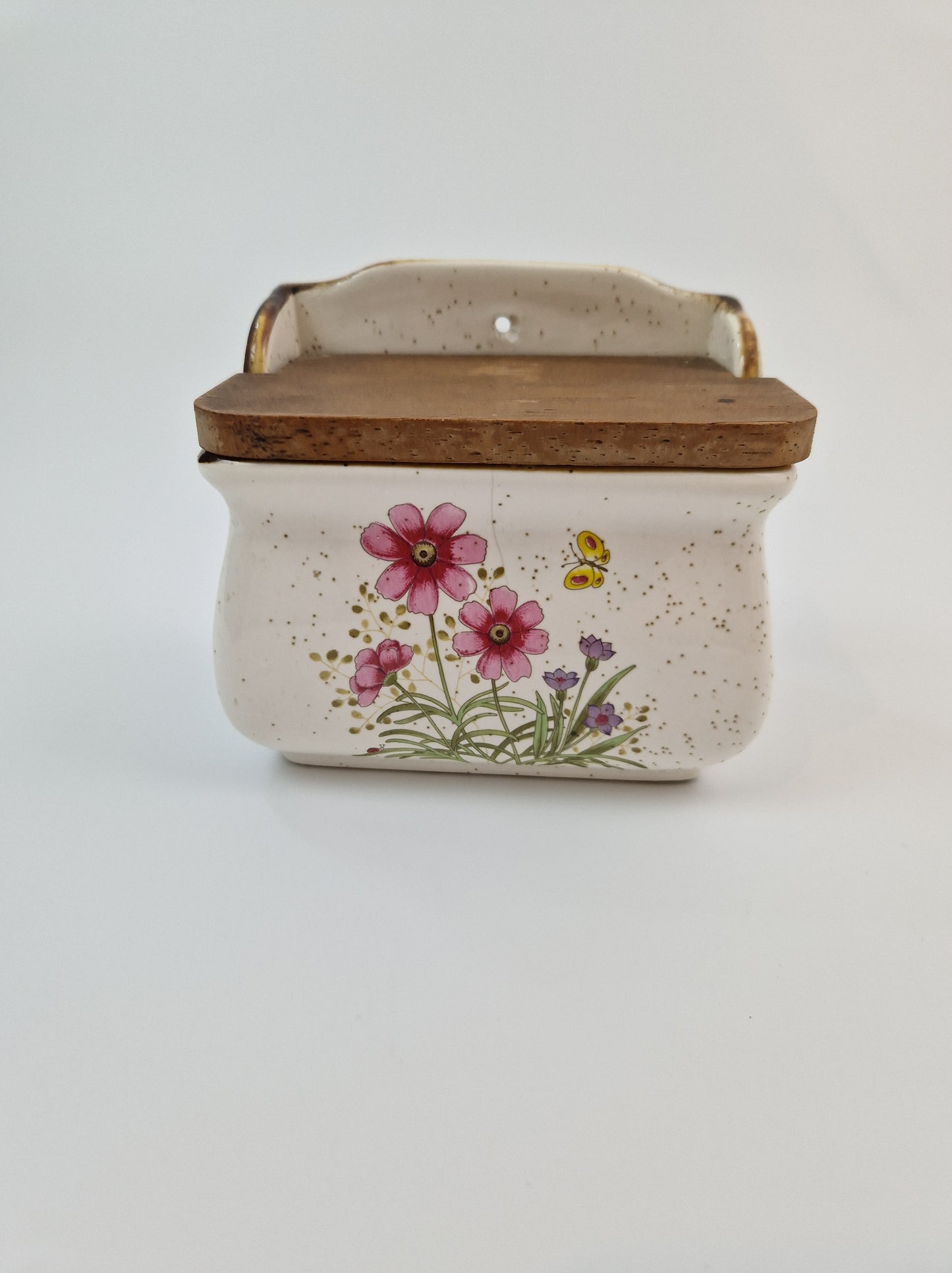Vintage zoutpot met houten deksel