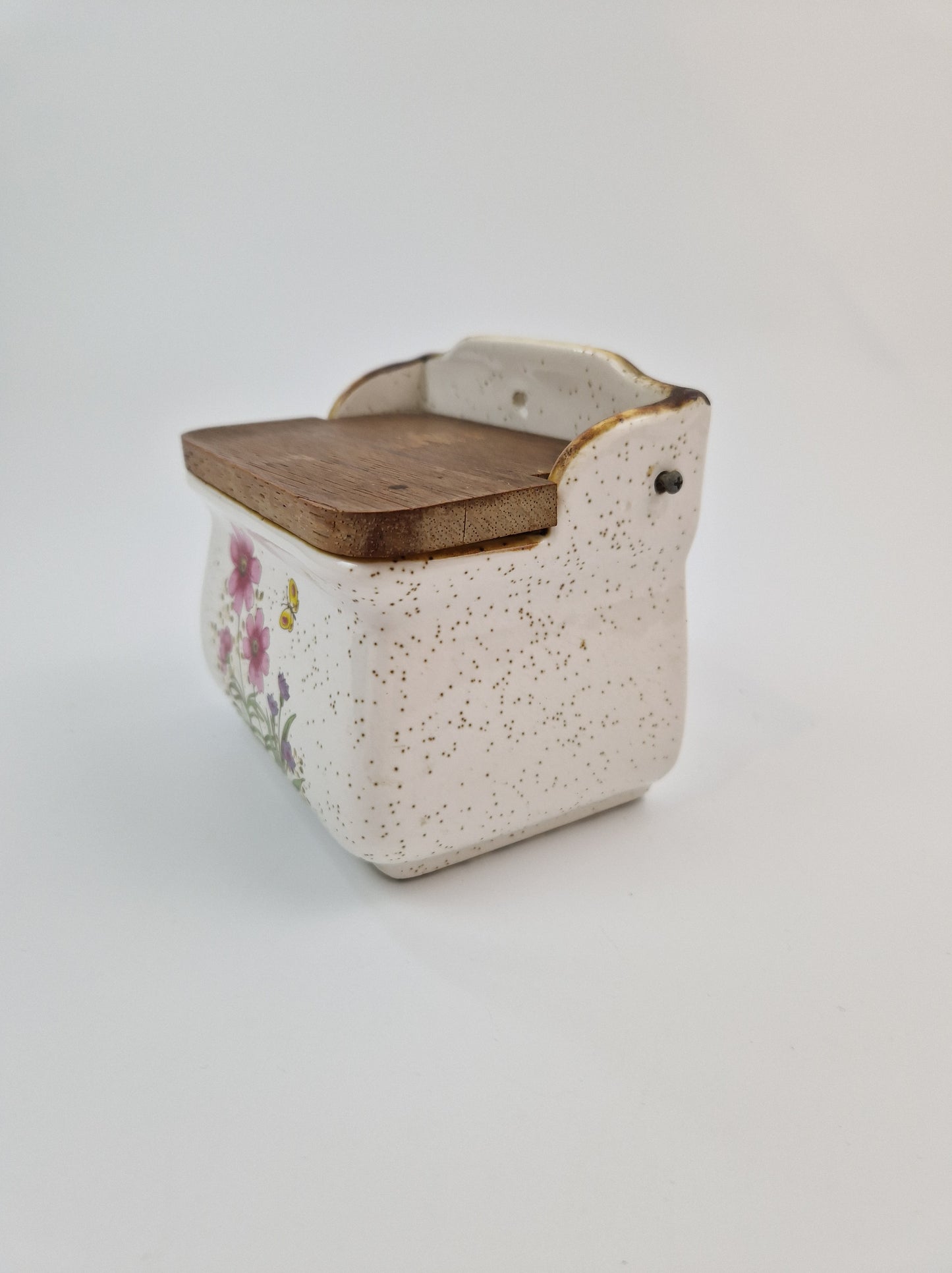 Vintage zoutpot met houten deksel