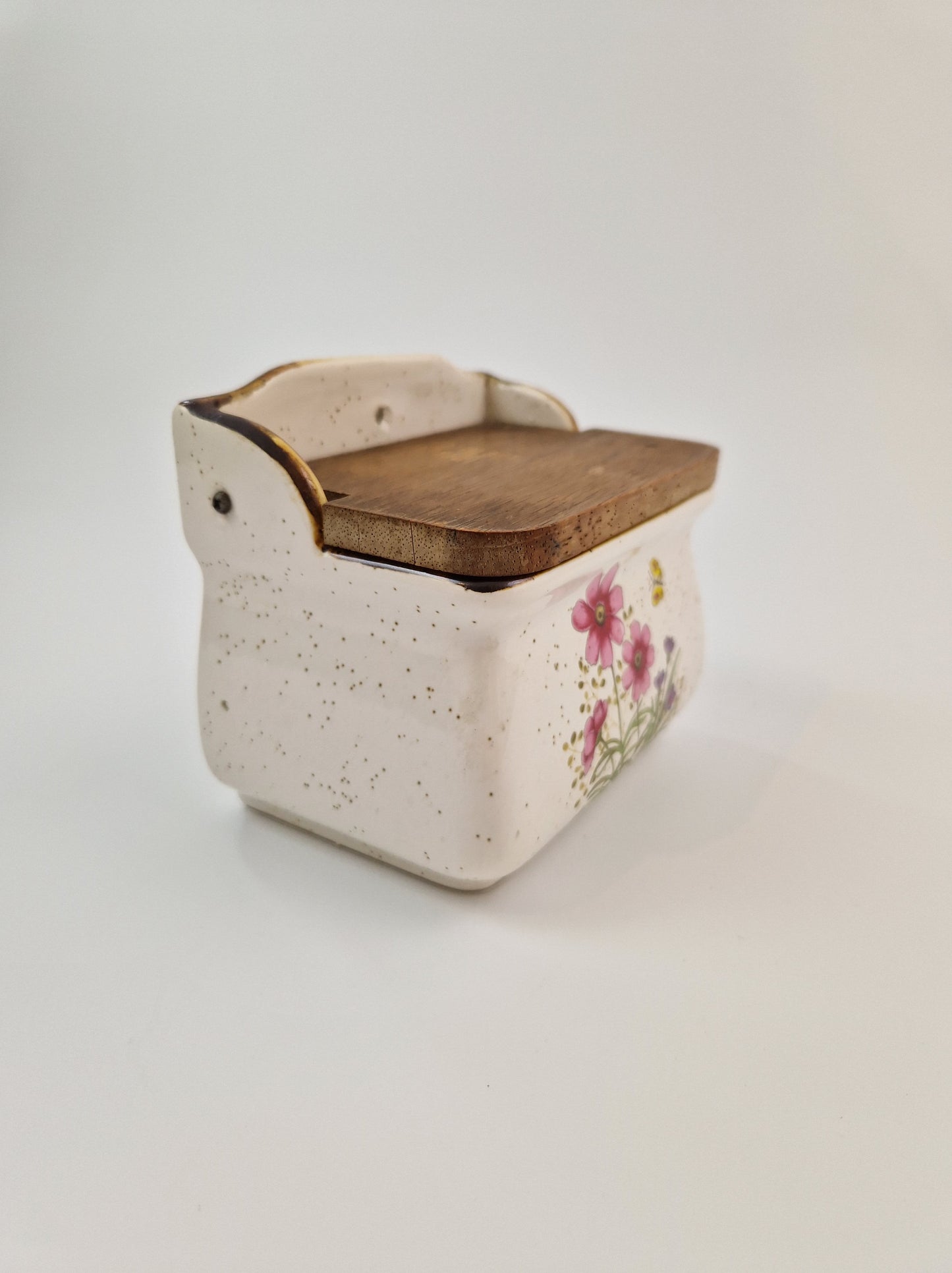 Vintage zoutpot met houten deksel