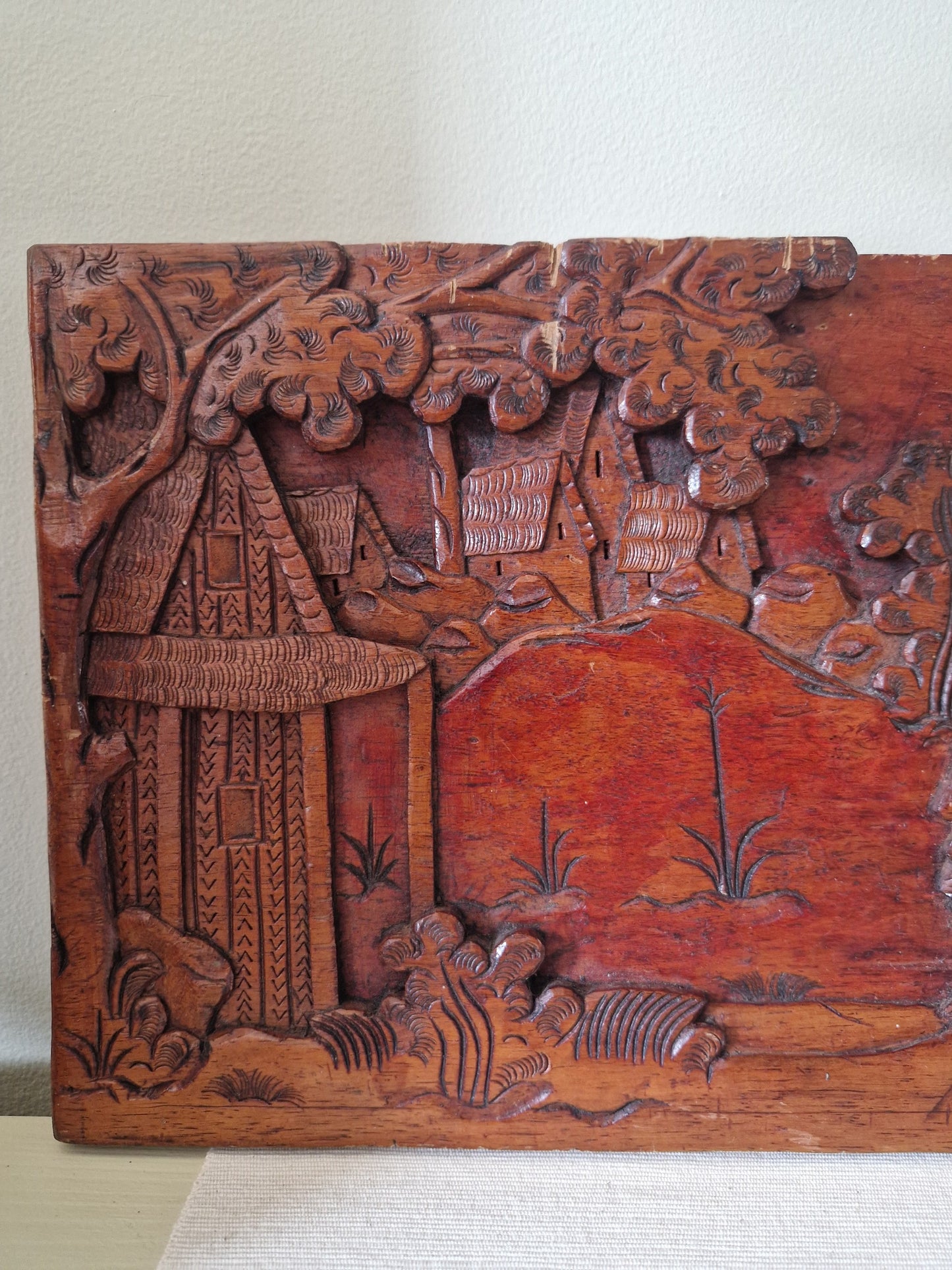 Vintage Houtsnijwerk Wanddecoratie