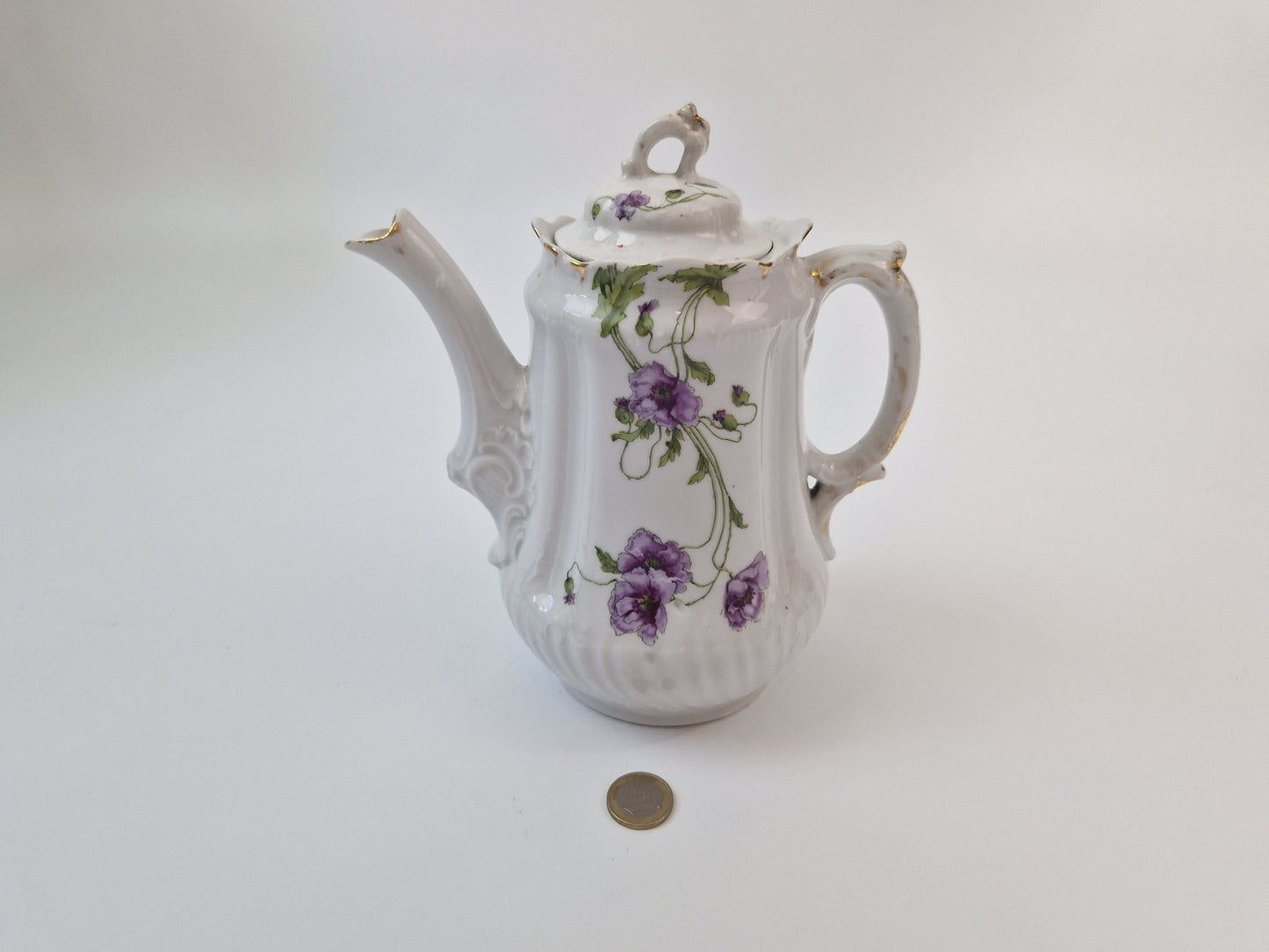 Franse Theekan met Paarse Bloemen