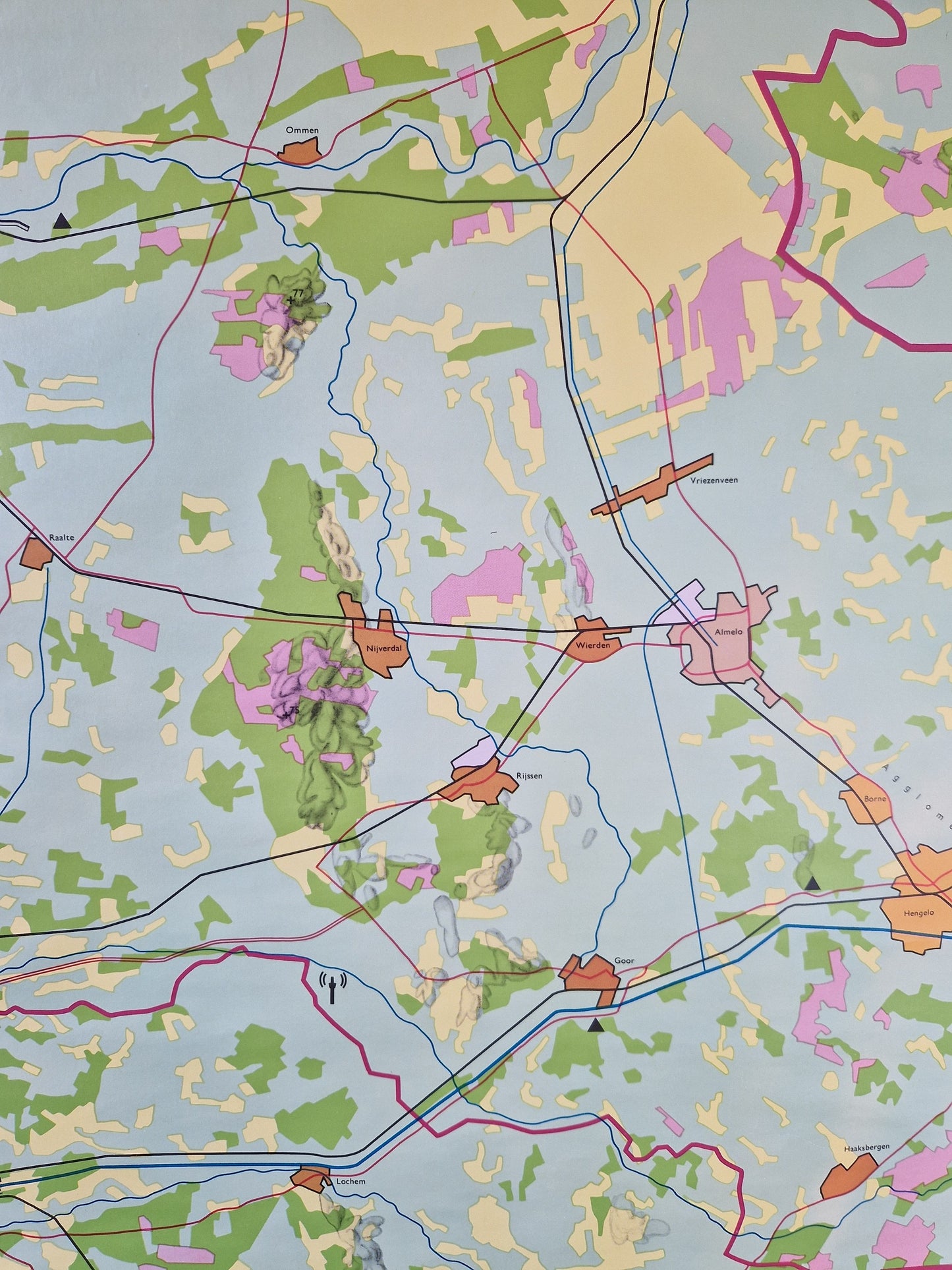 Schoolkaart van oost-Nederland industriegebied