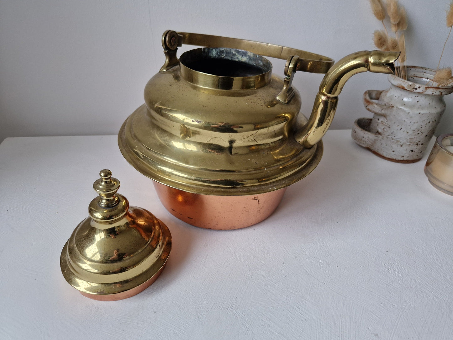 webwinkel Antieke waterketel messing en koper