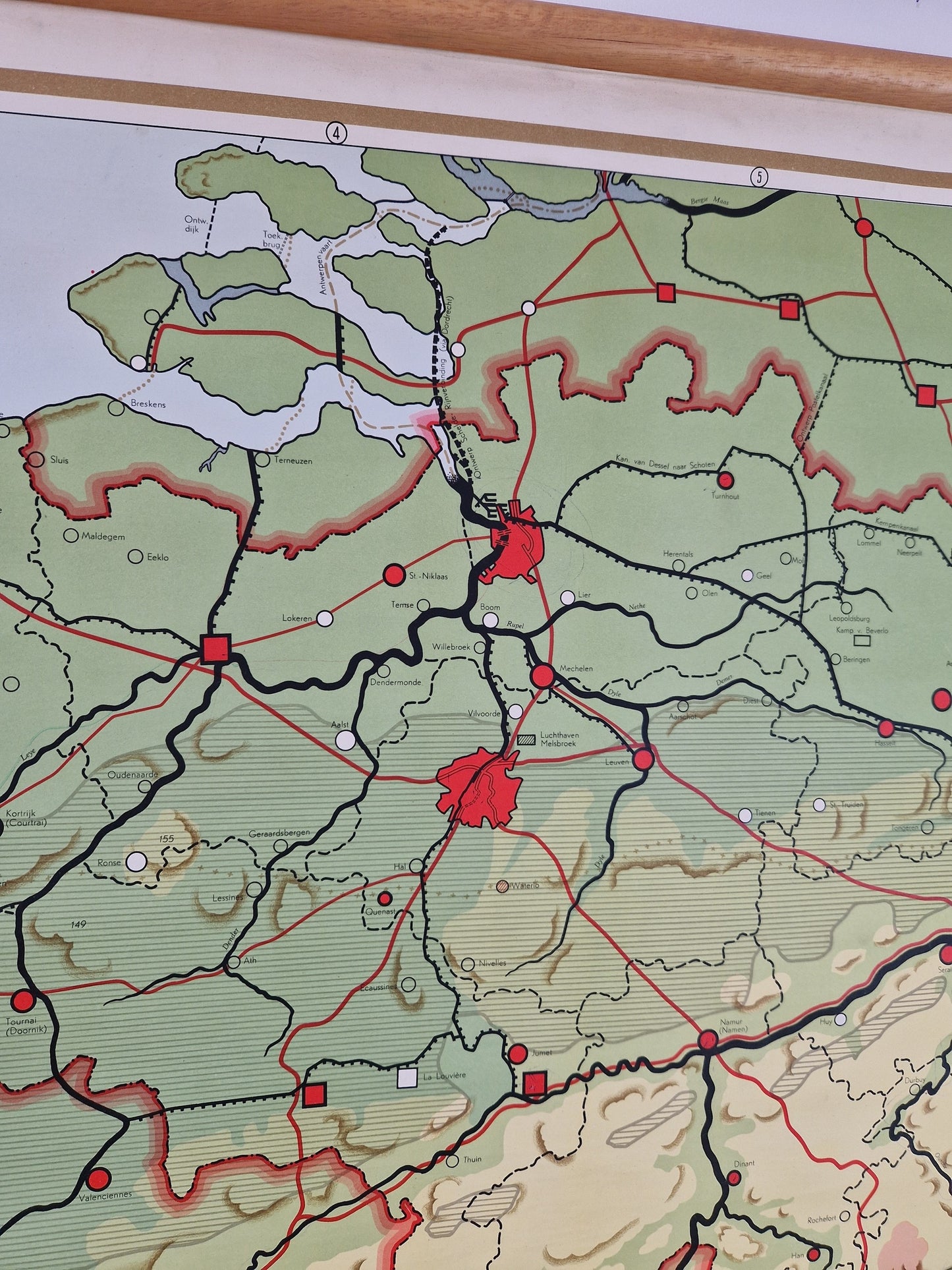 Vintage Schoolkaart van België en luxemburg