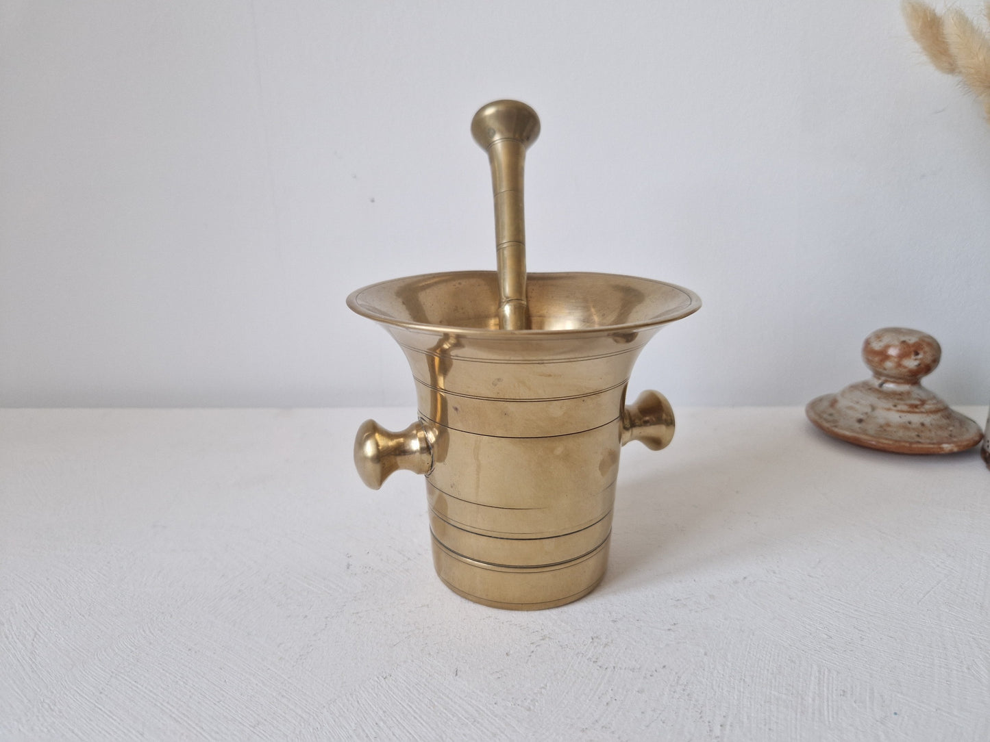 oude messing vijzel decoratie keuken