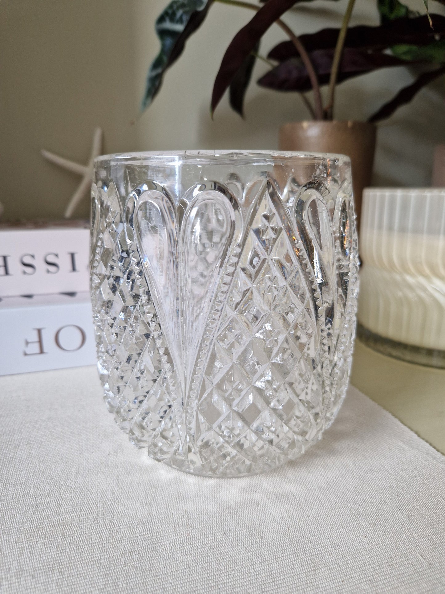 leuke vaas met hartjes glas vintage