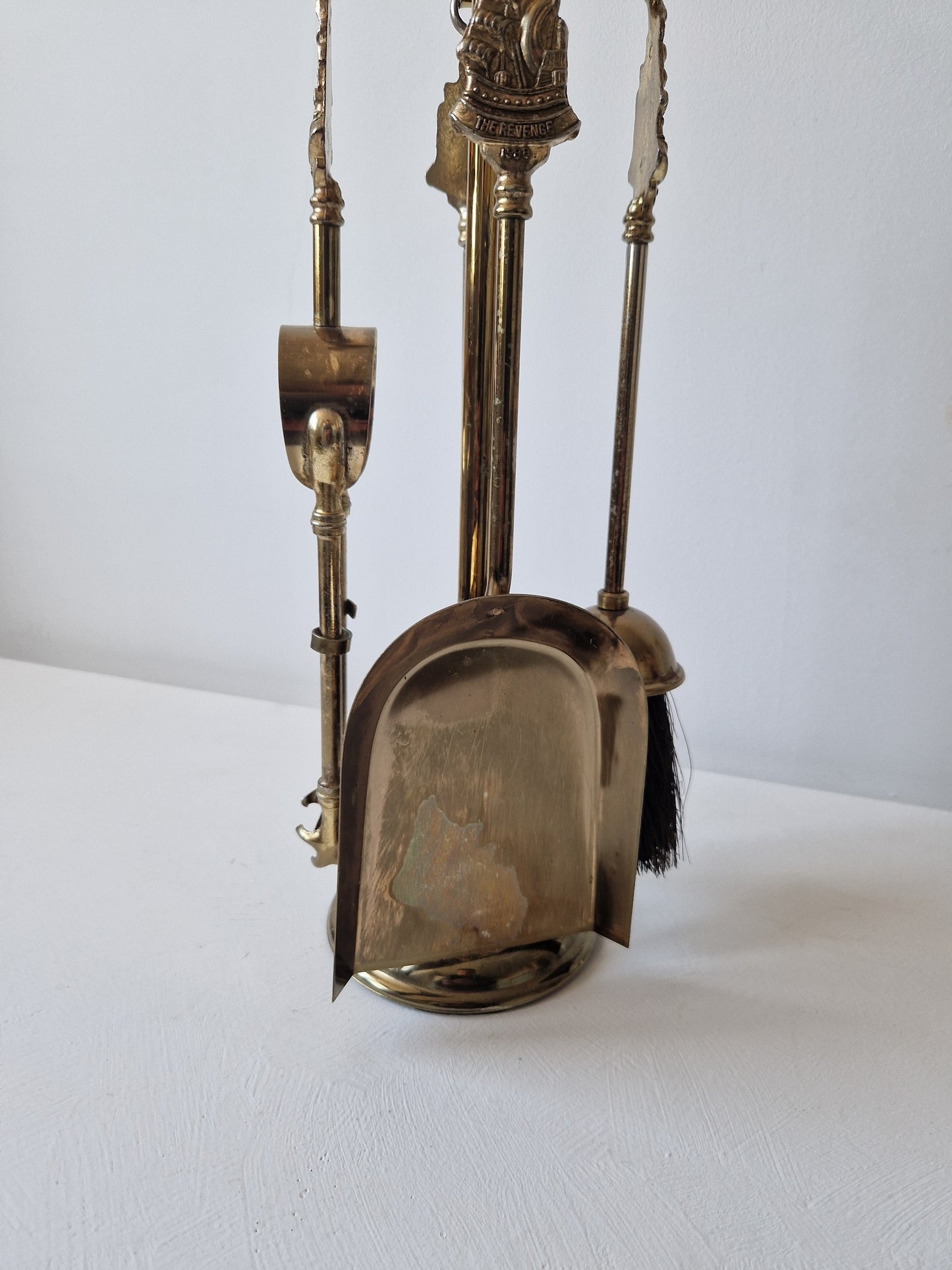 vintage haardstel voor open haard van messing