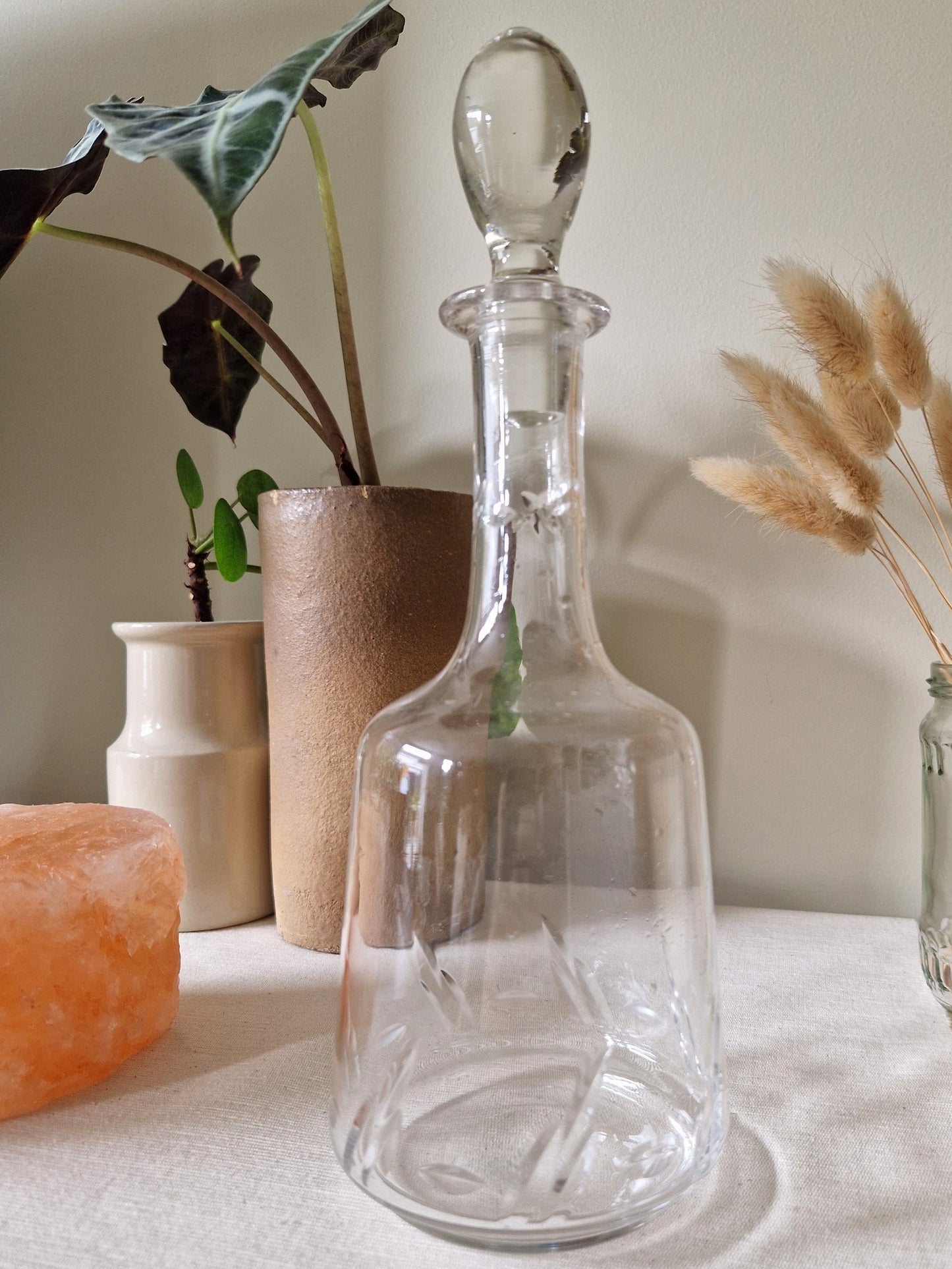 Brocante karaf Vintage drank karaf met dop