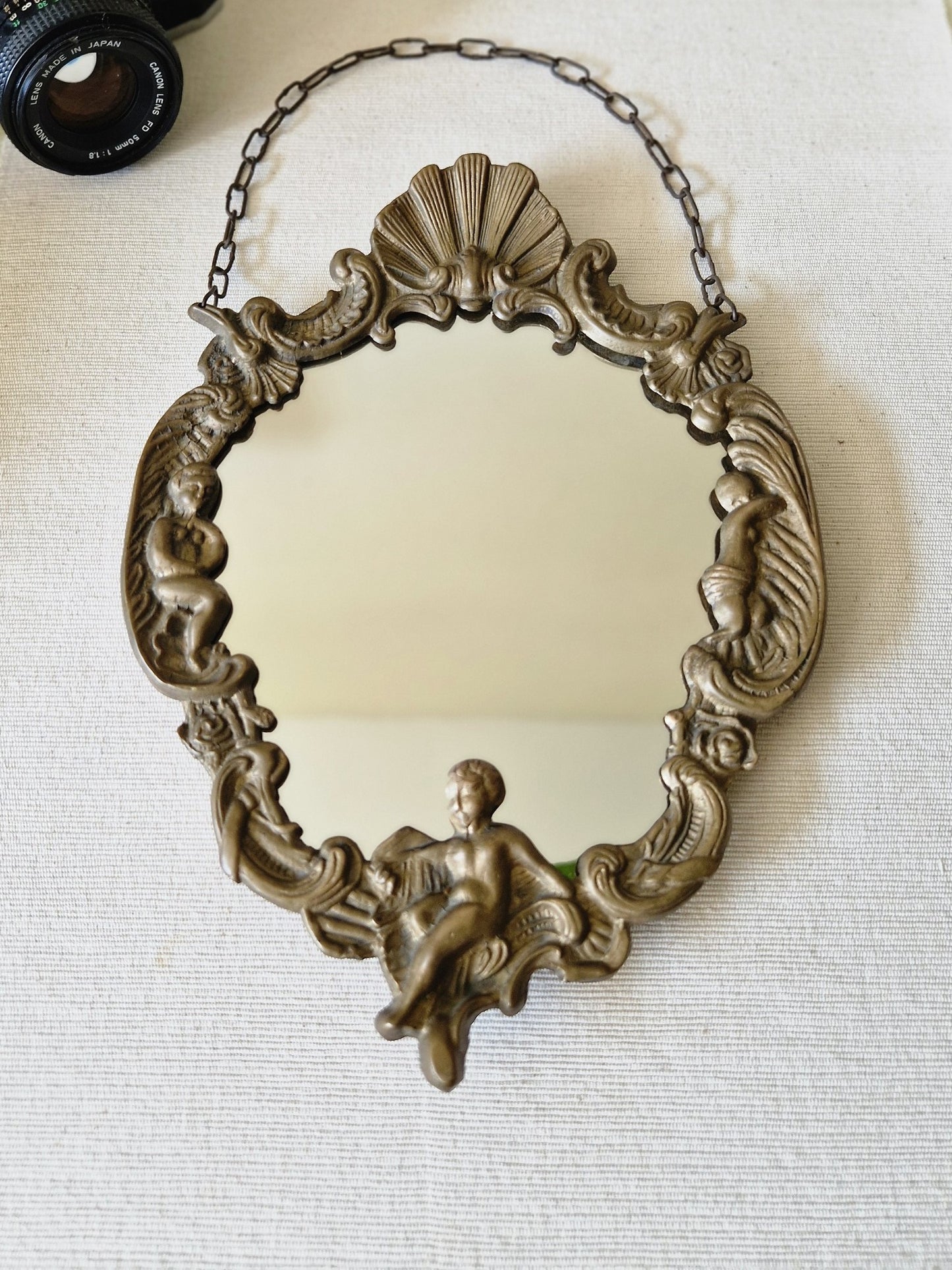Messing wandspiegeltje Rococostijl