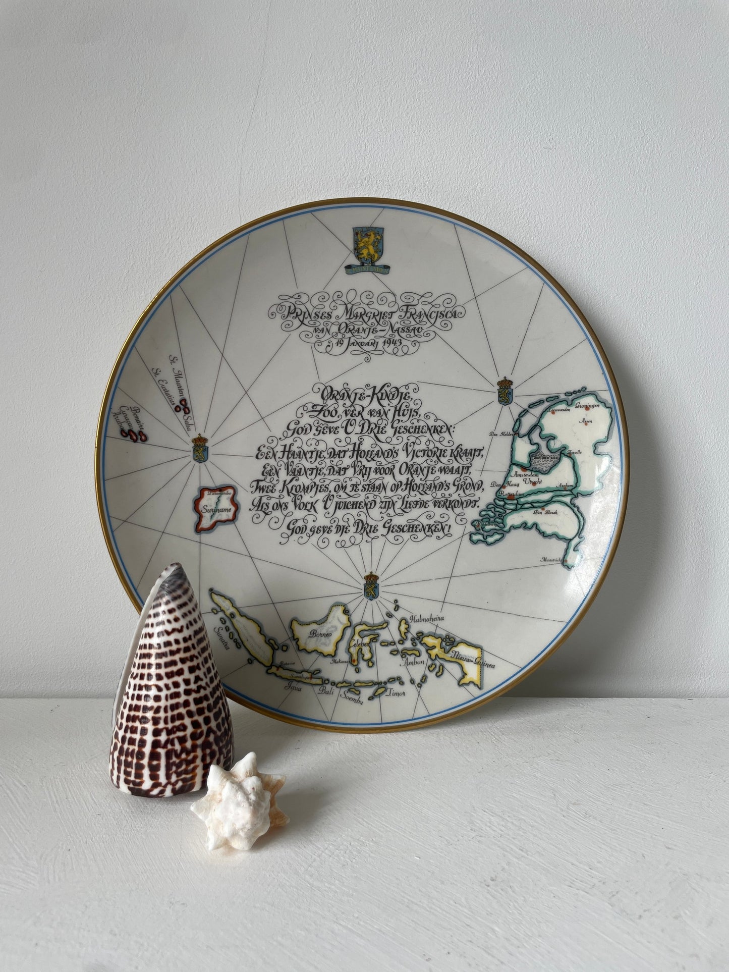 brocante bord met tekst voor oranjehuis