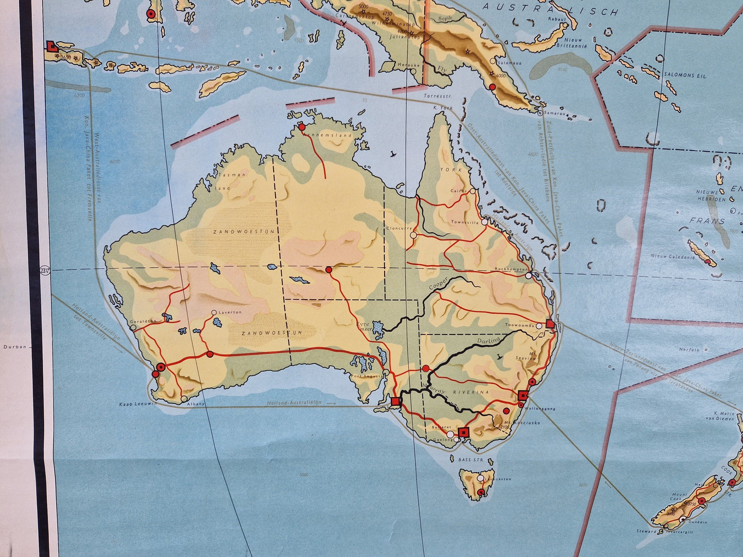 schoolkaart oud geografie van Australië