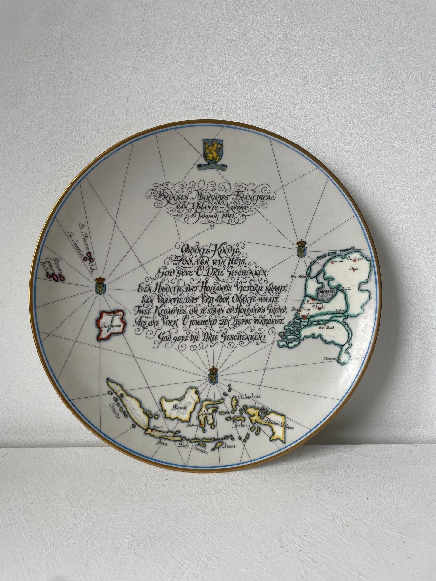 wandbord geboorte prinses Margriet 1943