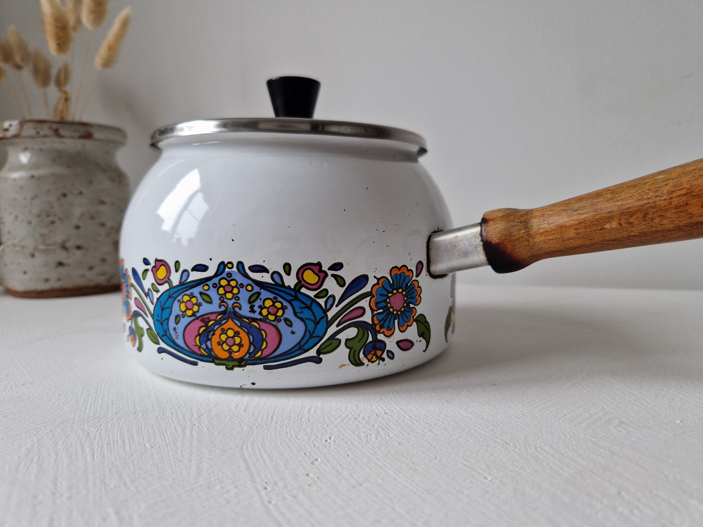 brocante steelpan emaille en of fonduepan