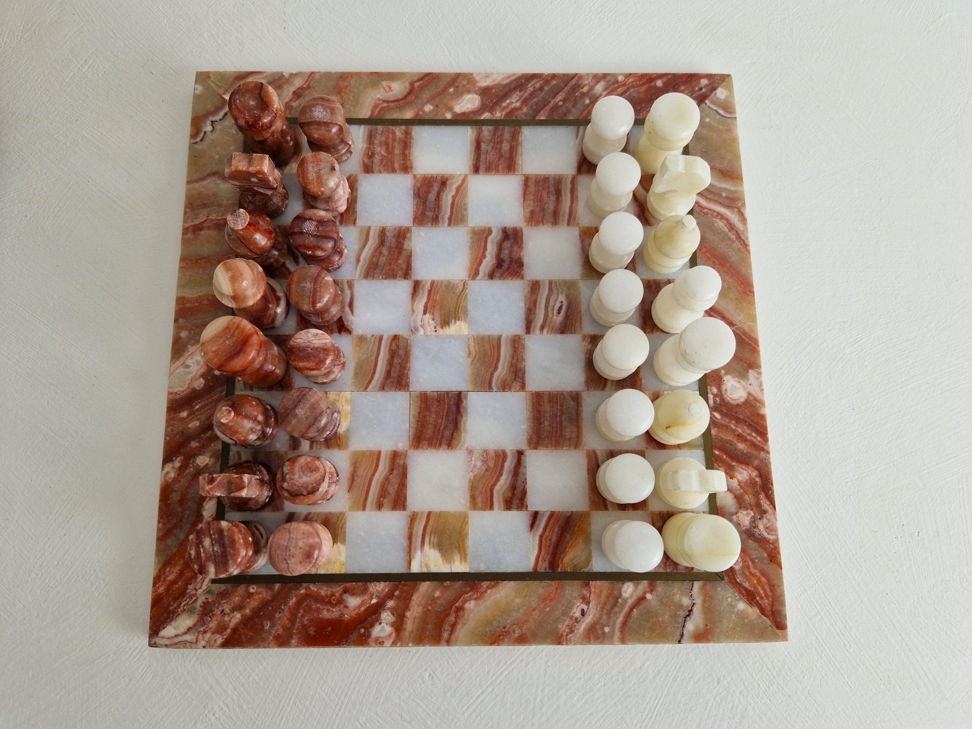 oude schaakspel van marmer