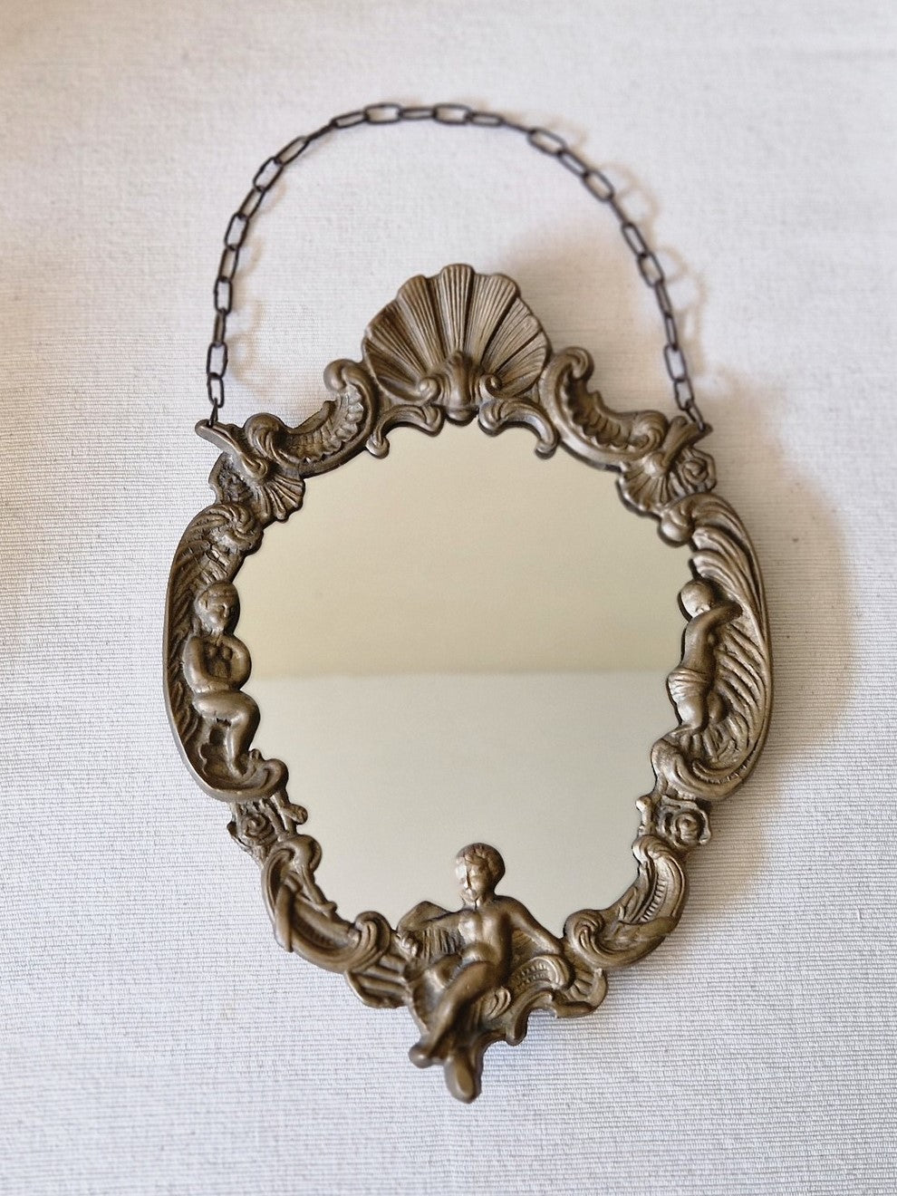 Messing Rococo wandspiegeltje