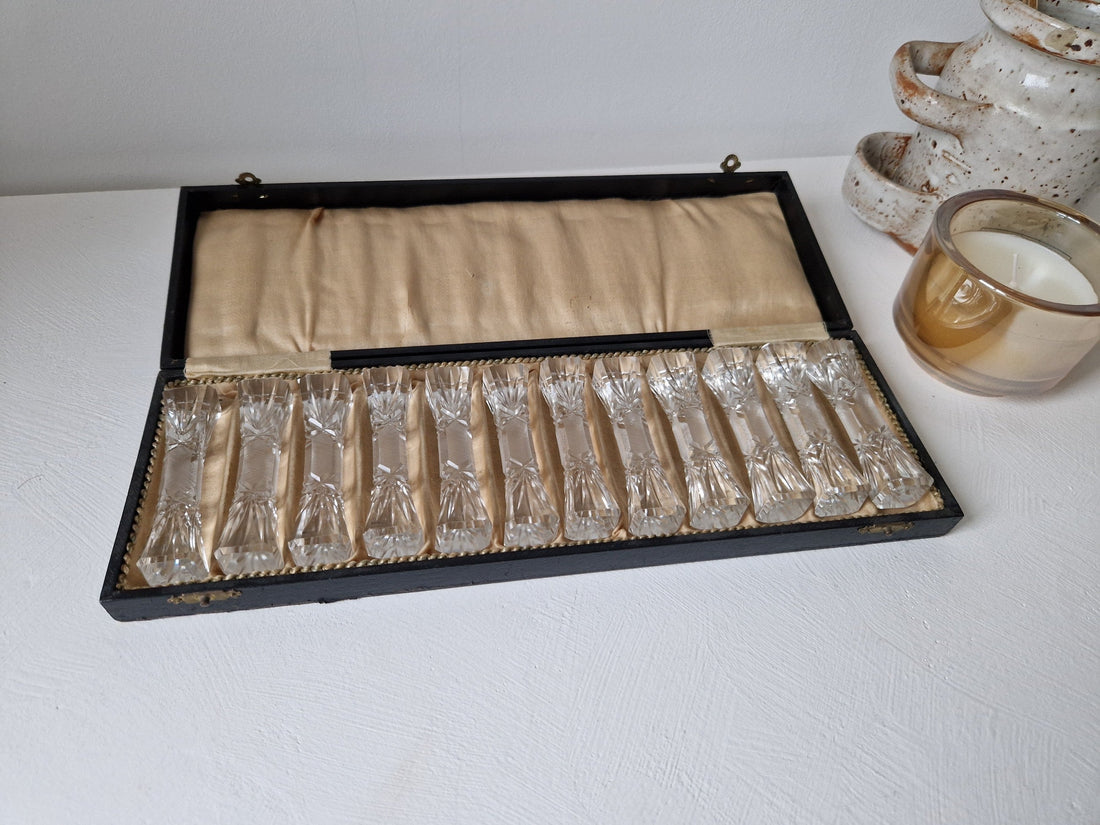 Kristallen messensteunen uit de jaren 1920 – set van 12