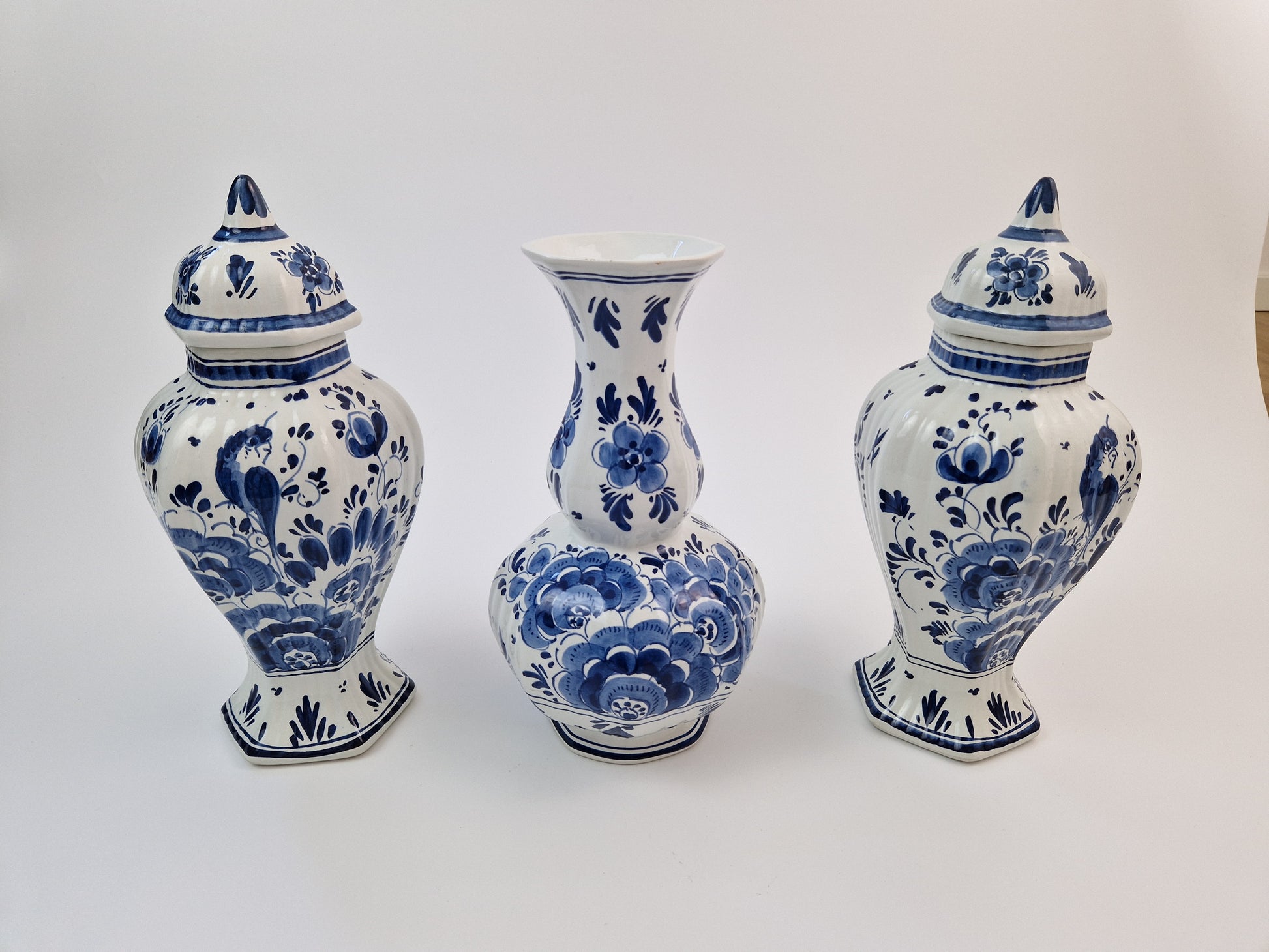 brocante Kaststel delfts blauw handgeschilderd