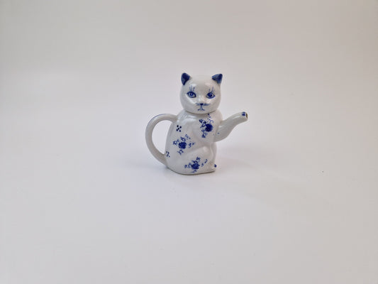 Vintage Theekan (kat) uit China (blauw)