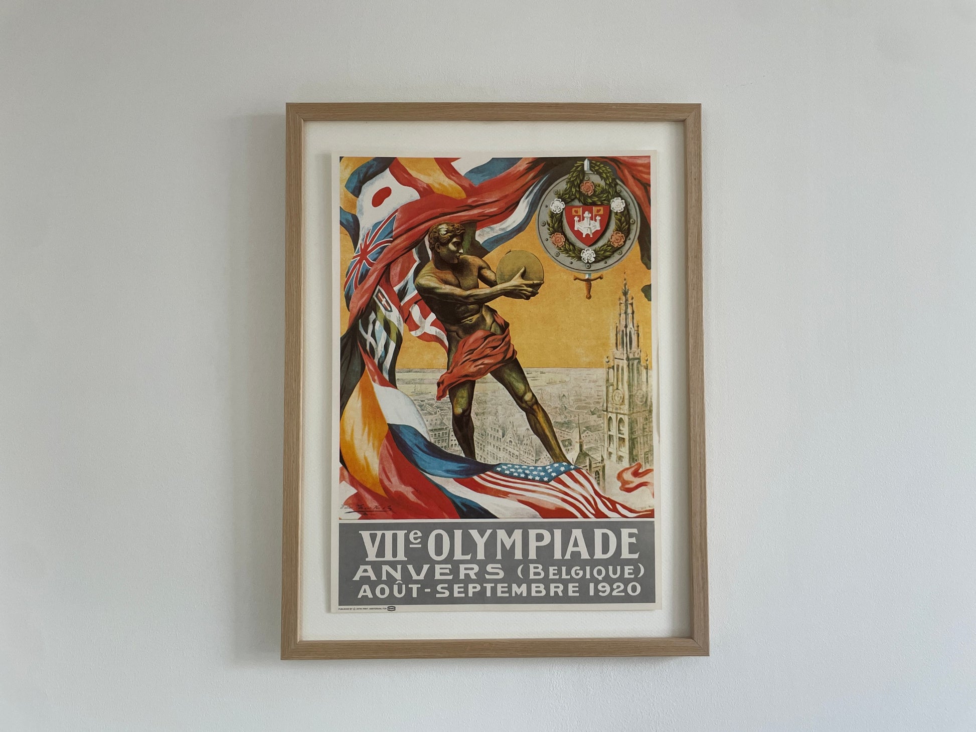 Vintage sportposter discuswerpen Antwerpen 1920