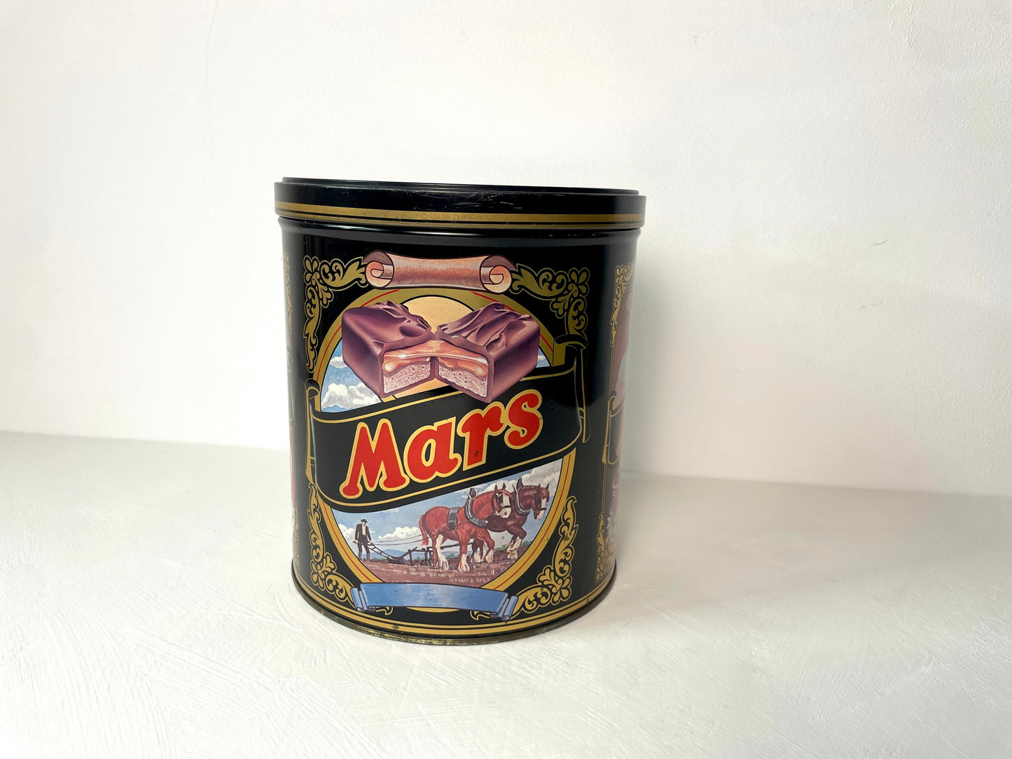 Mars blik 1987–1988 – vintage verpakking met klassiek logo