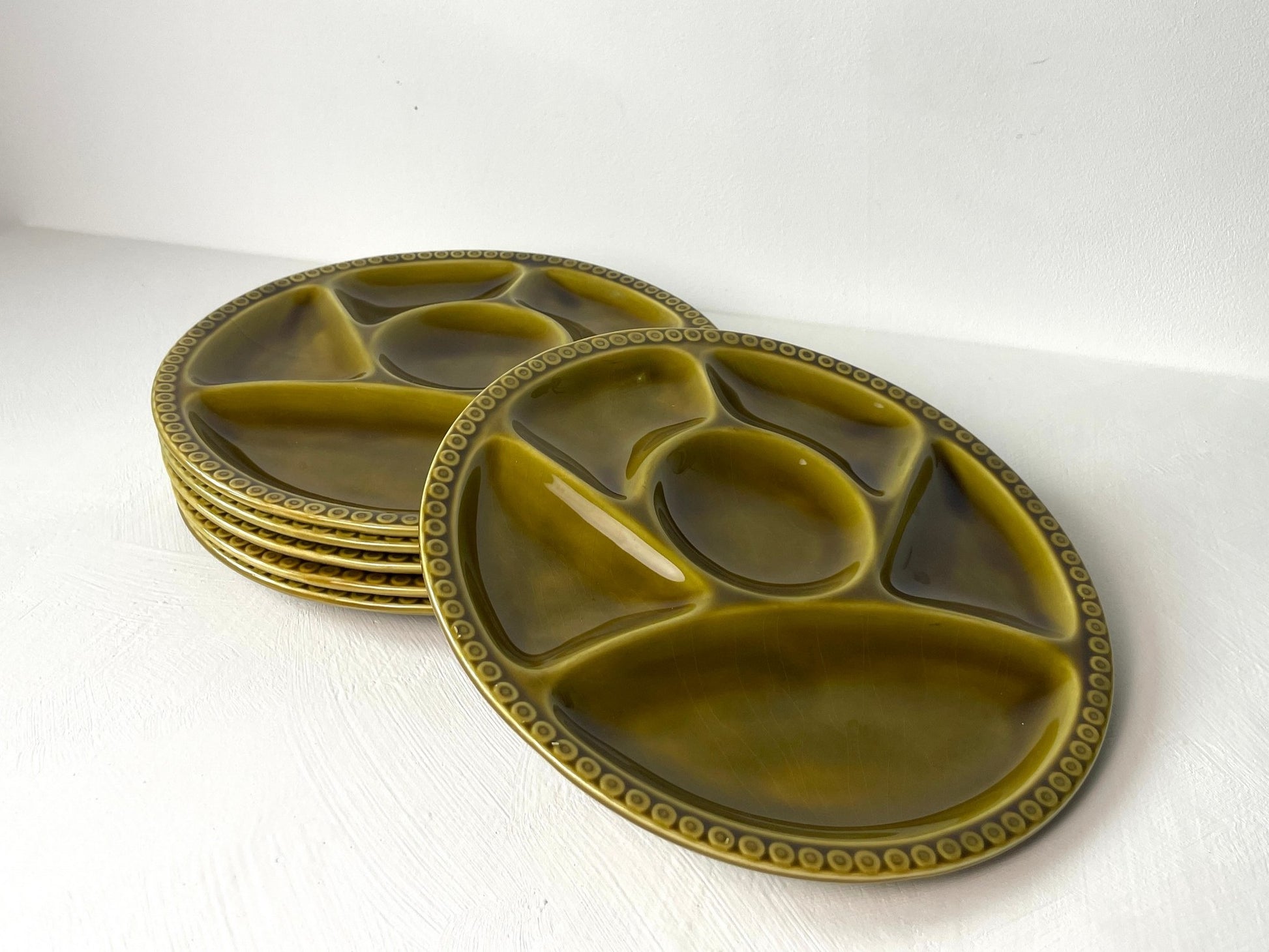 Gien servies Frankrijk – set van zes fondueborden uit de jaren 70