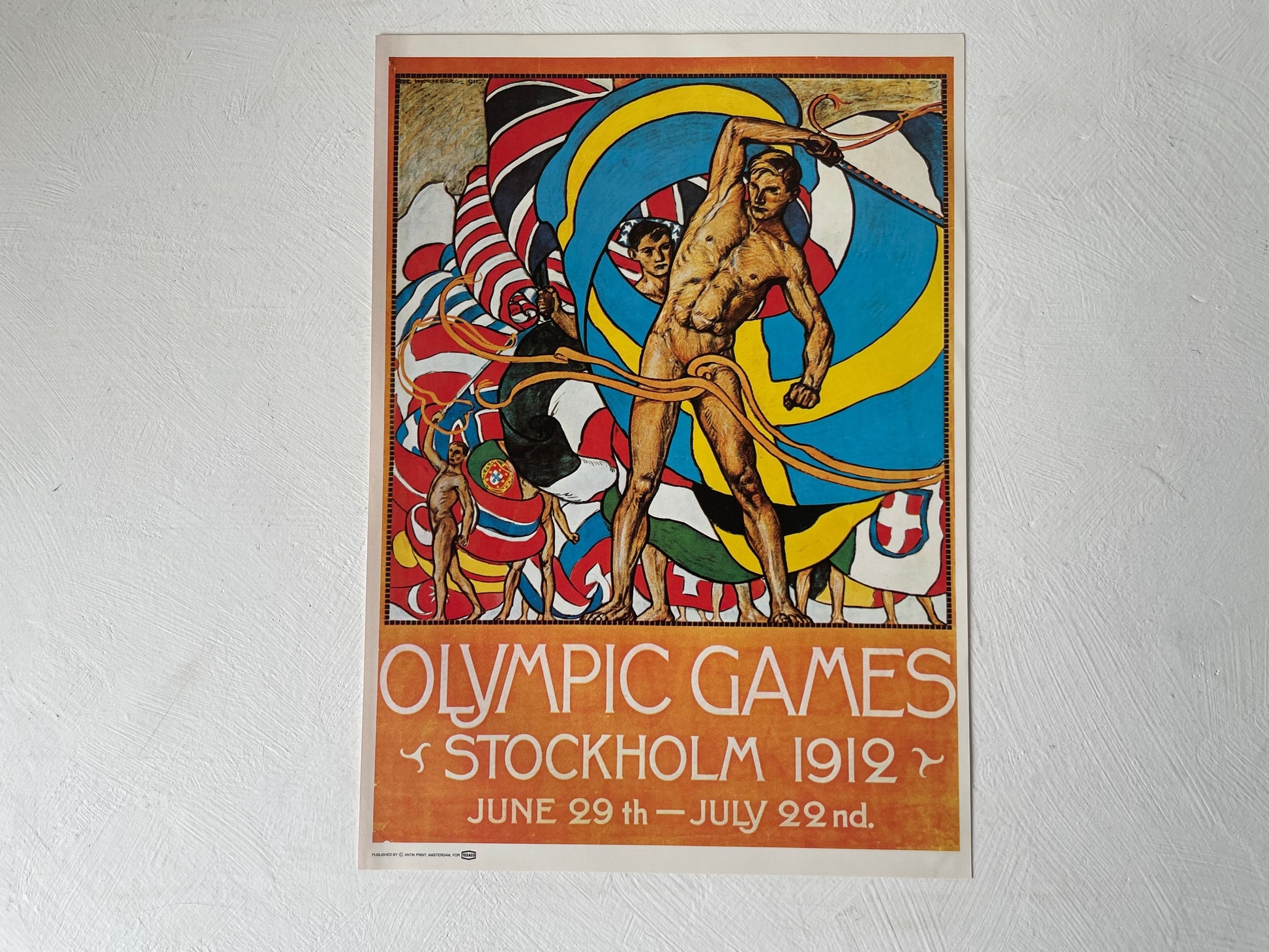 Reproductie poster Olle Hjortzberg Olympische Spelen 1912