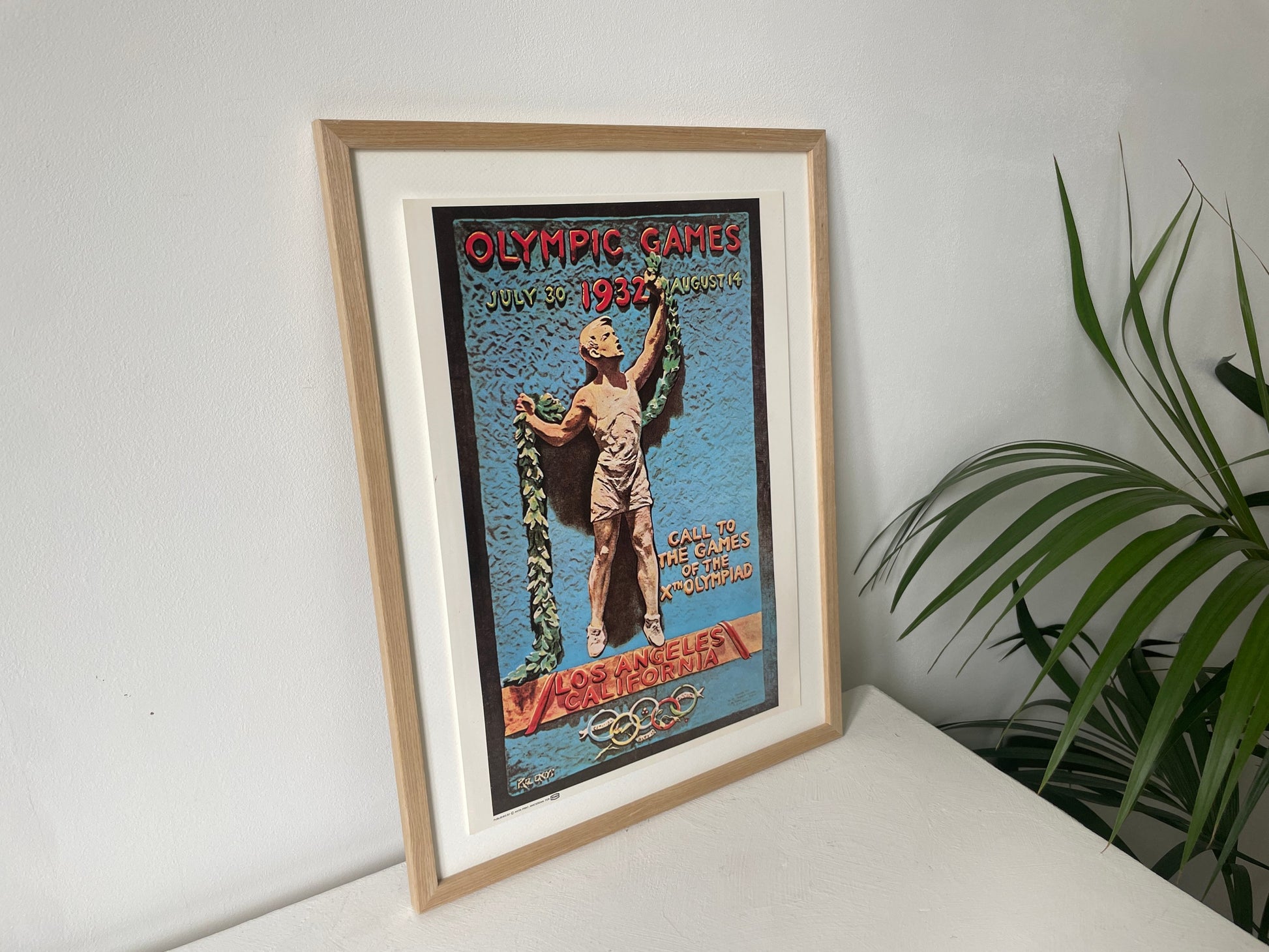 Vintage sportposter atleet lauwerkrans Olympische Spelen