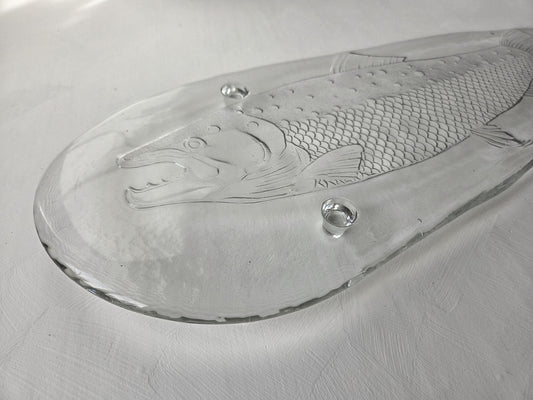 vintage glazen visschaal jaren 70