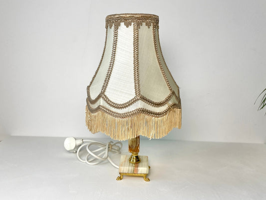 Vintage lamp van marmer en messing – jaren 60 tafellamp met zachte uitstraling