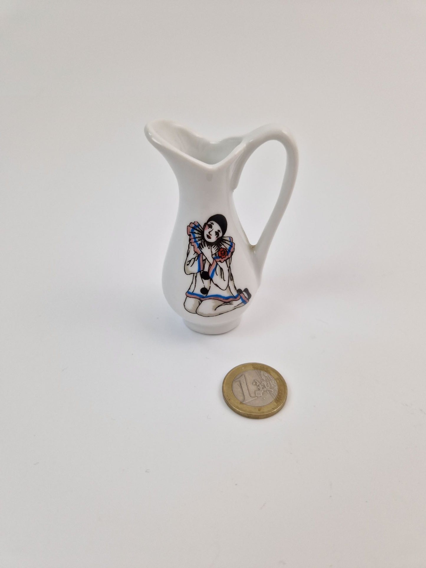 Vintage klein melkkannetje Pierrot-clownmotief