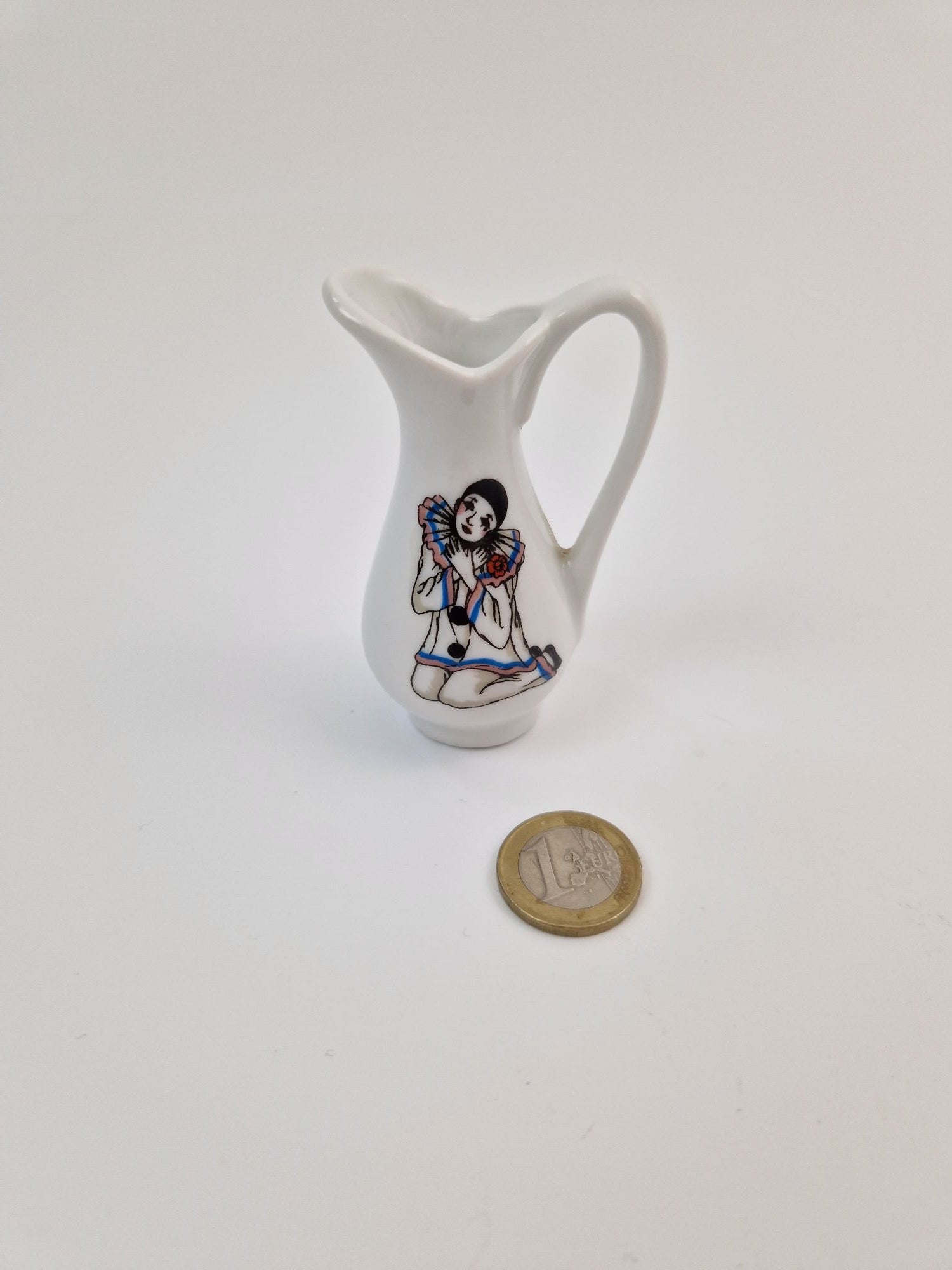 Vintage klein melkkannetje Pierrot-clownmotief