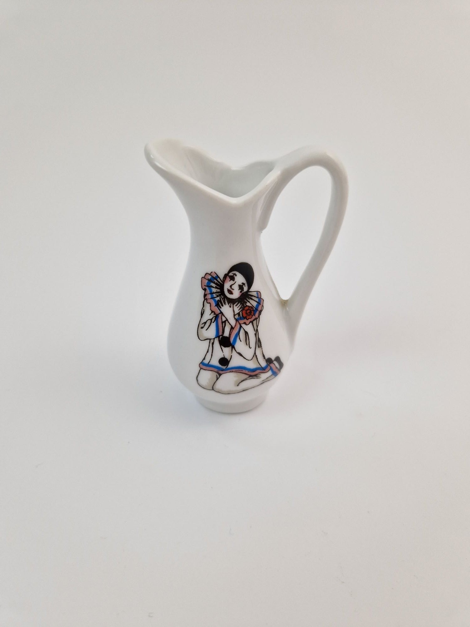 Vintage klein melkkannetje Pierrot-clownmotief