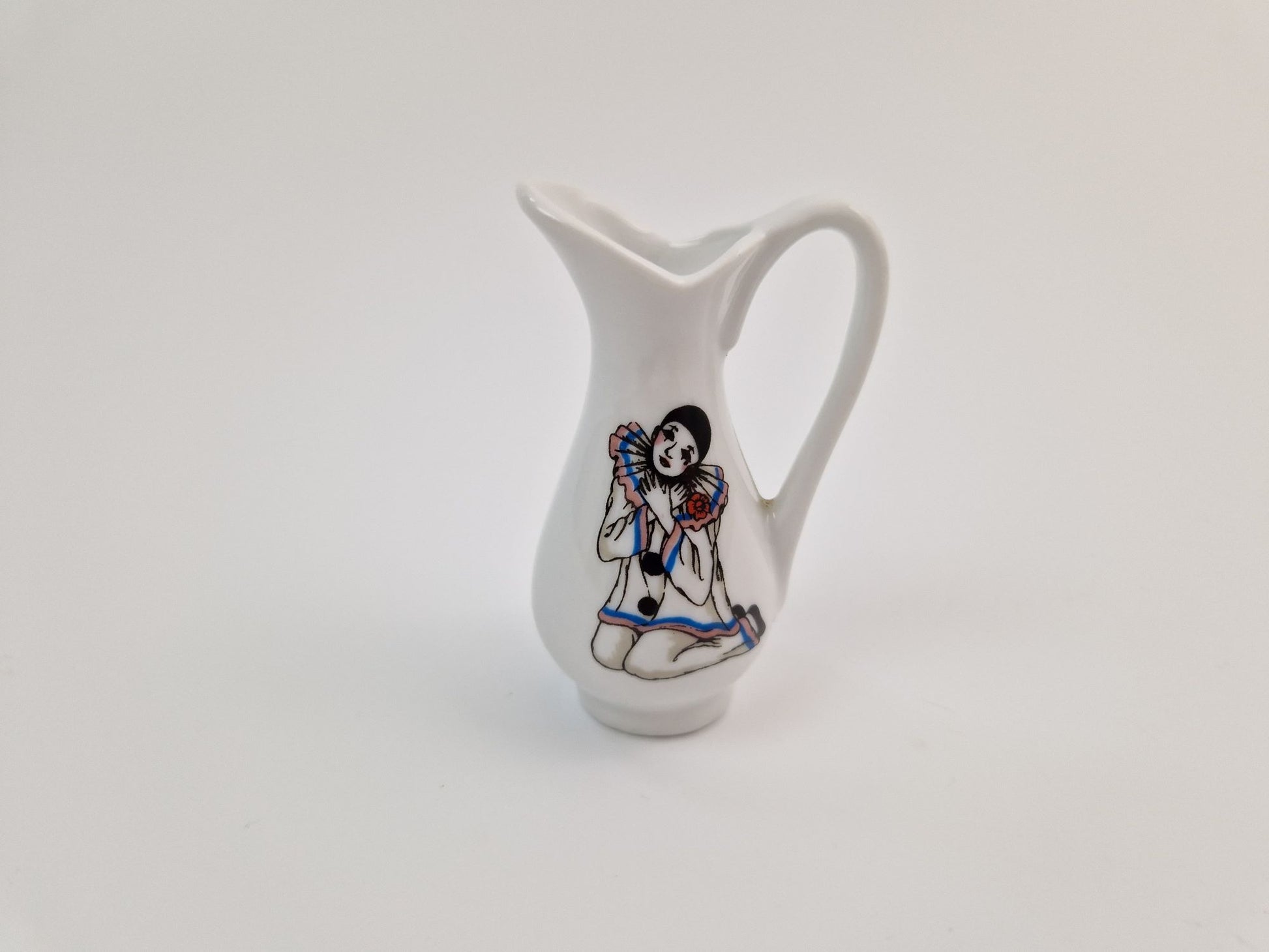 Vintage klein melkkannetje Pierrot-clownmotief