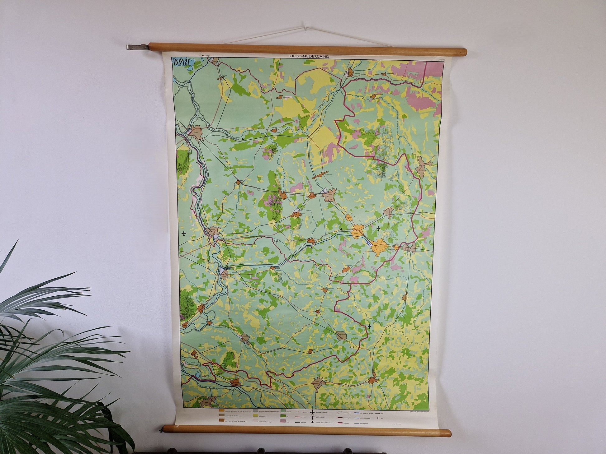 Brocante Schoolkaart van oost-Nederland industriegebied