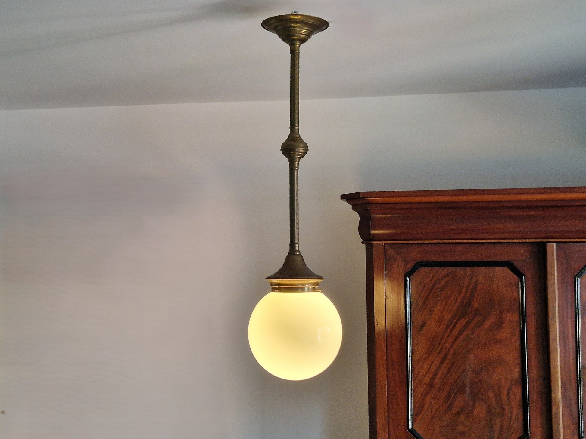 Vintage Schoolhanglamp met bol